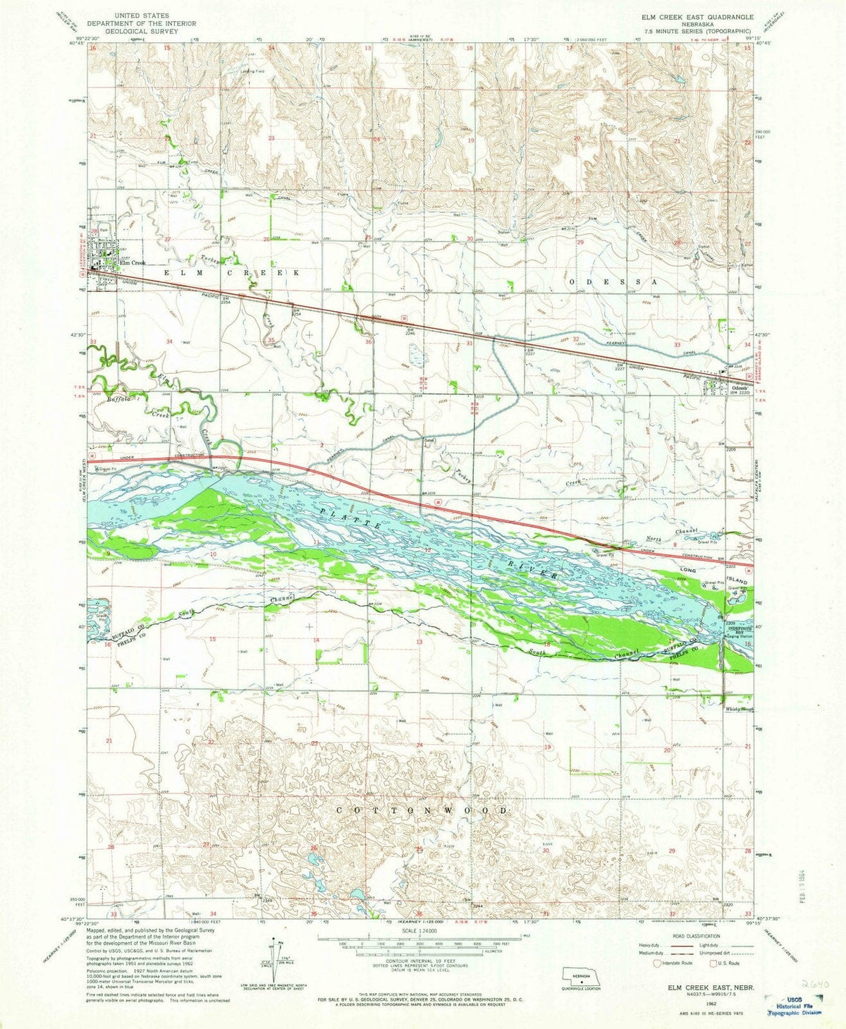1962 Elm Creek East, NE - Nebraska - USGS Topographic Map