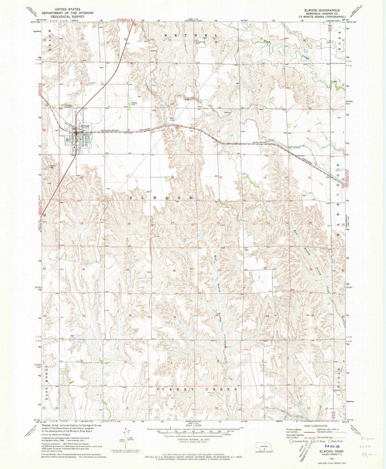 1971 Elwood, NE - Nebraska - USGS Topographic Map v2