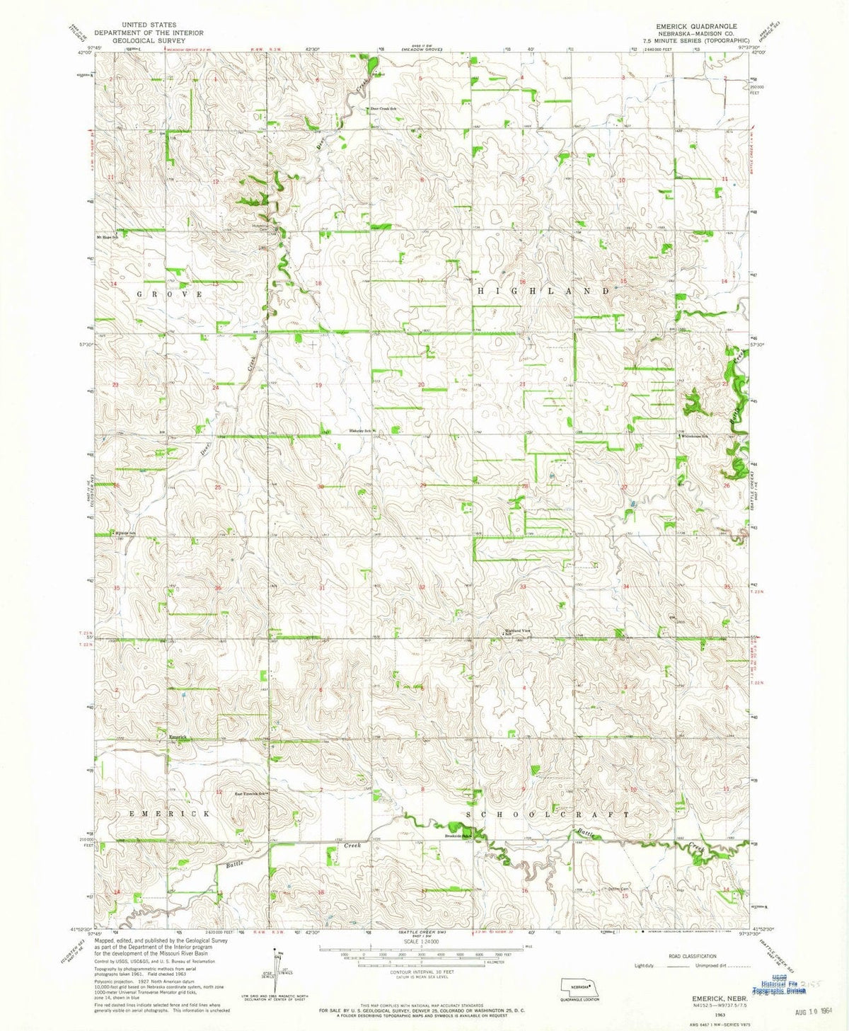 1963 Emerick, NE - Nebraska - USGS Topographic Map