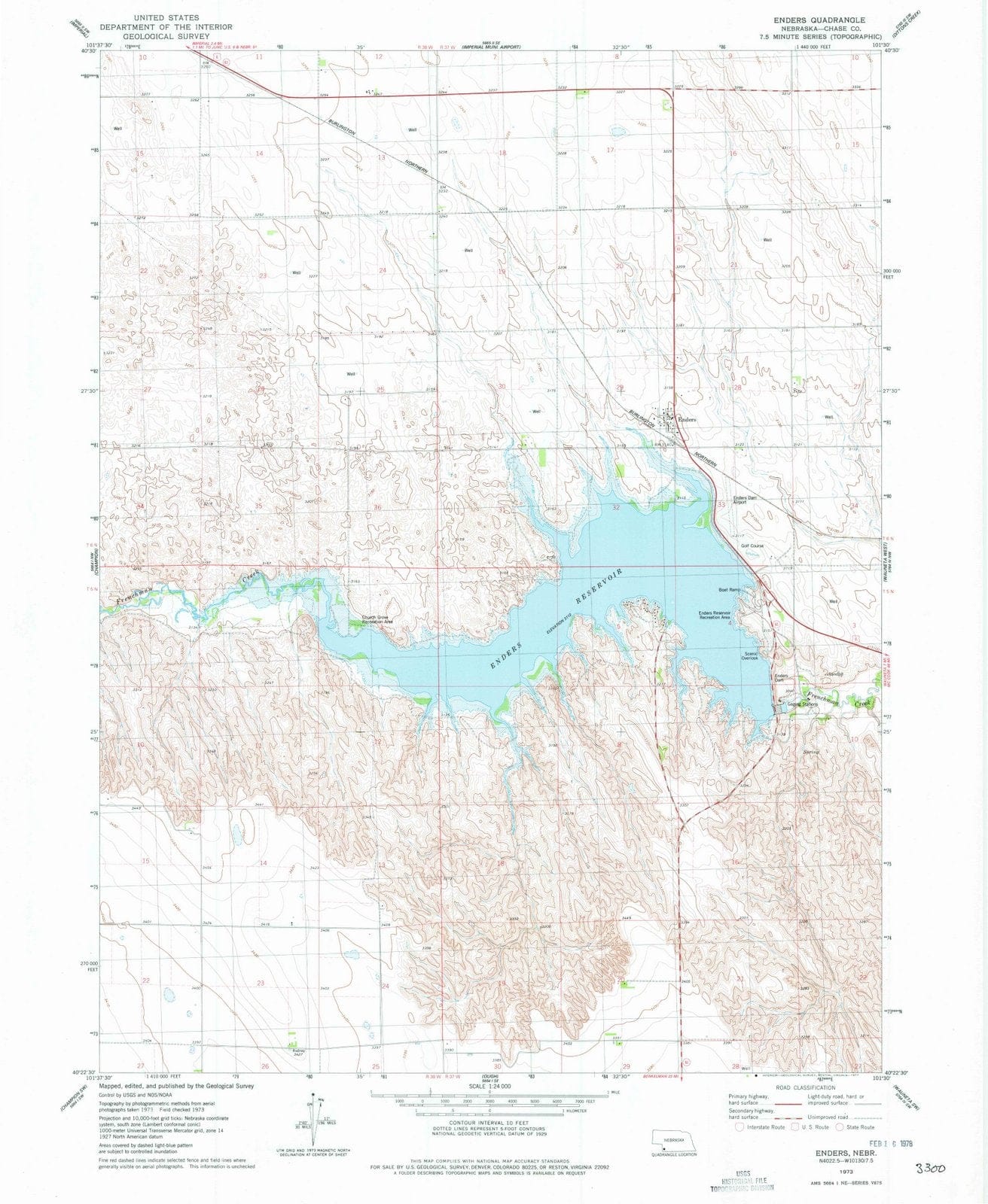 1973 Enders, NE - Nebraska - USGS Topographic Map
