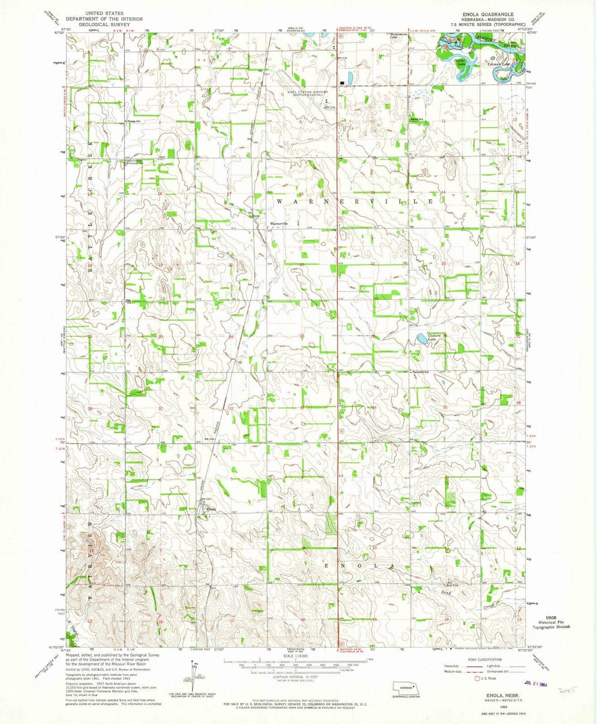 1963 Enola, NE - Nebraska - USGS Topographic Map