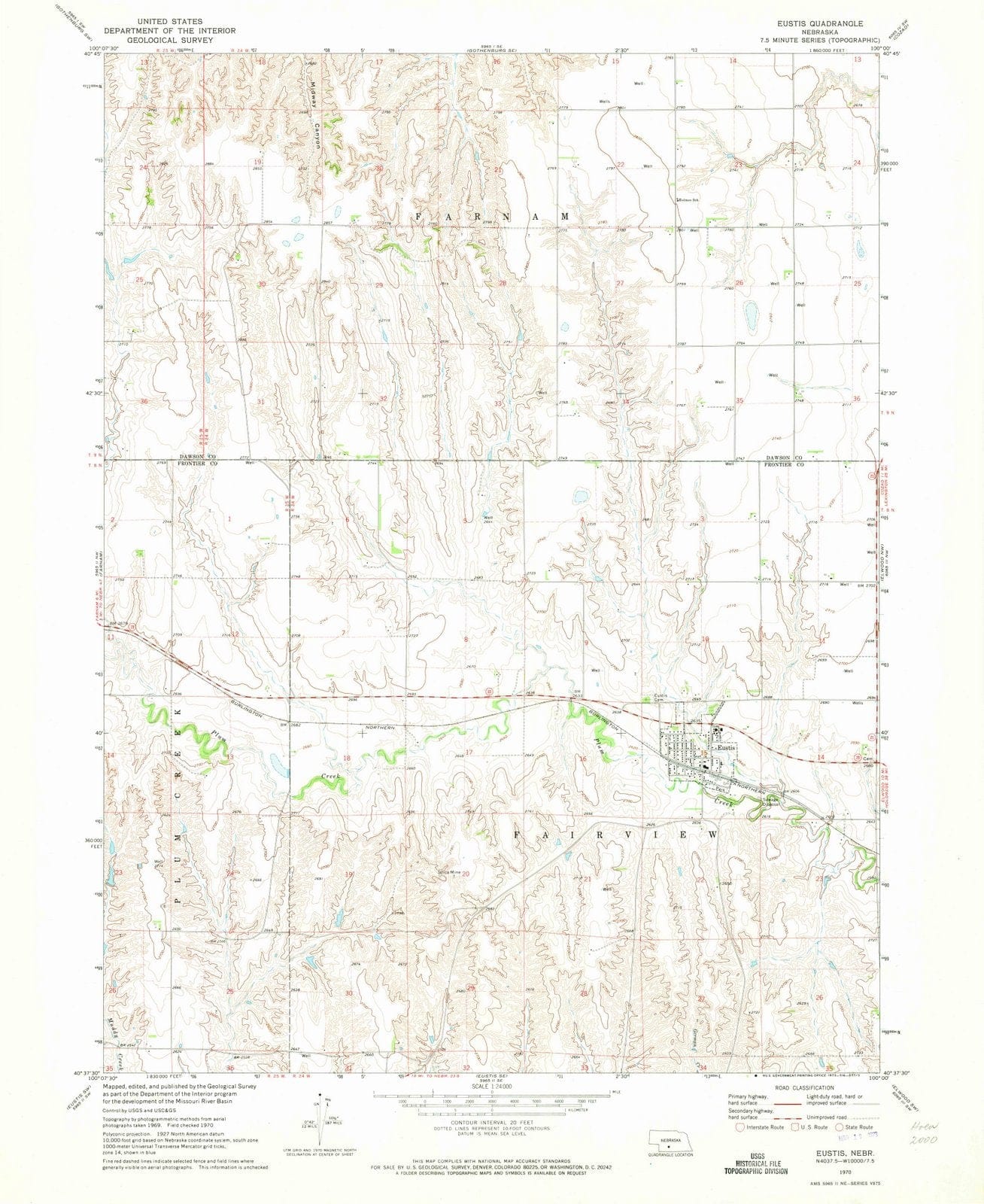 1970 Eustis, NE - Nebraska - USGS Topographic Map