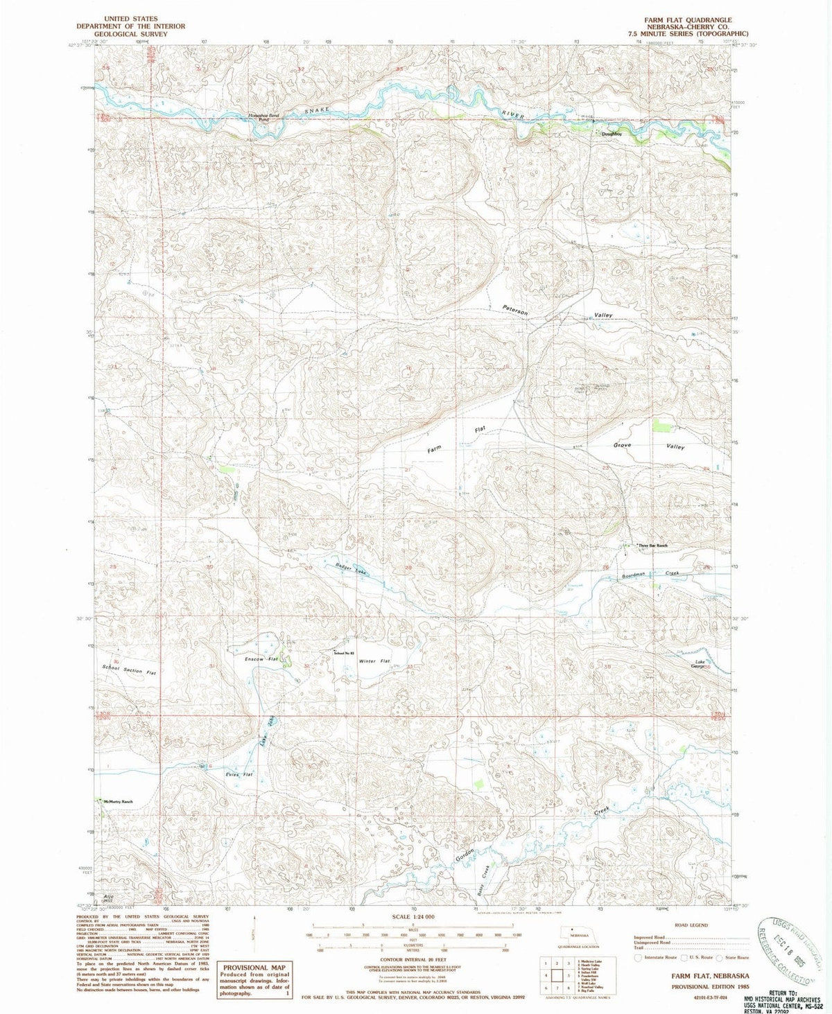1985 Farm Flat, NE - Nebraska - USGS Topographic Map