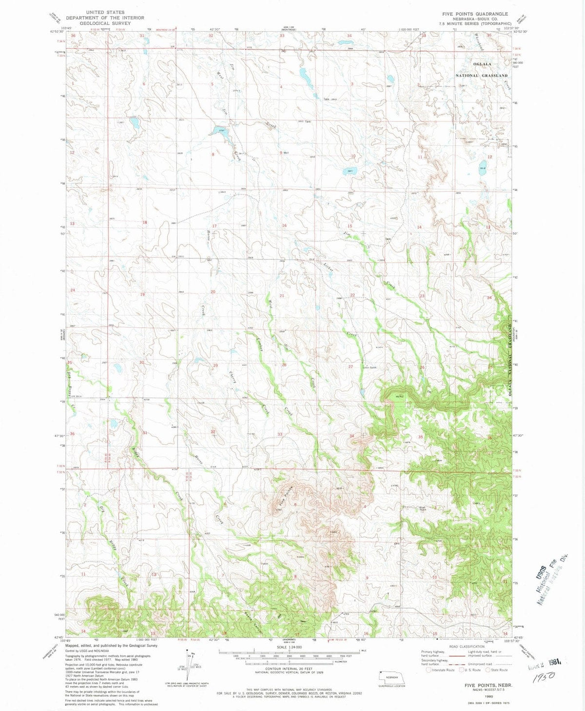 1980 Five Points, NE - Nebraska - USGS Topographic Map