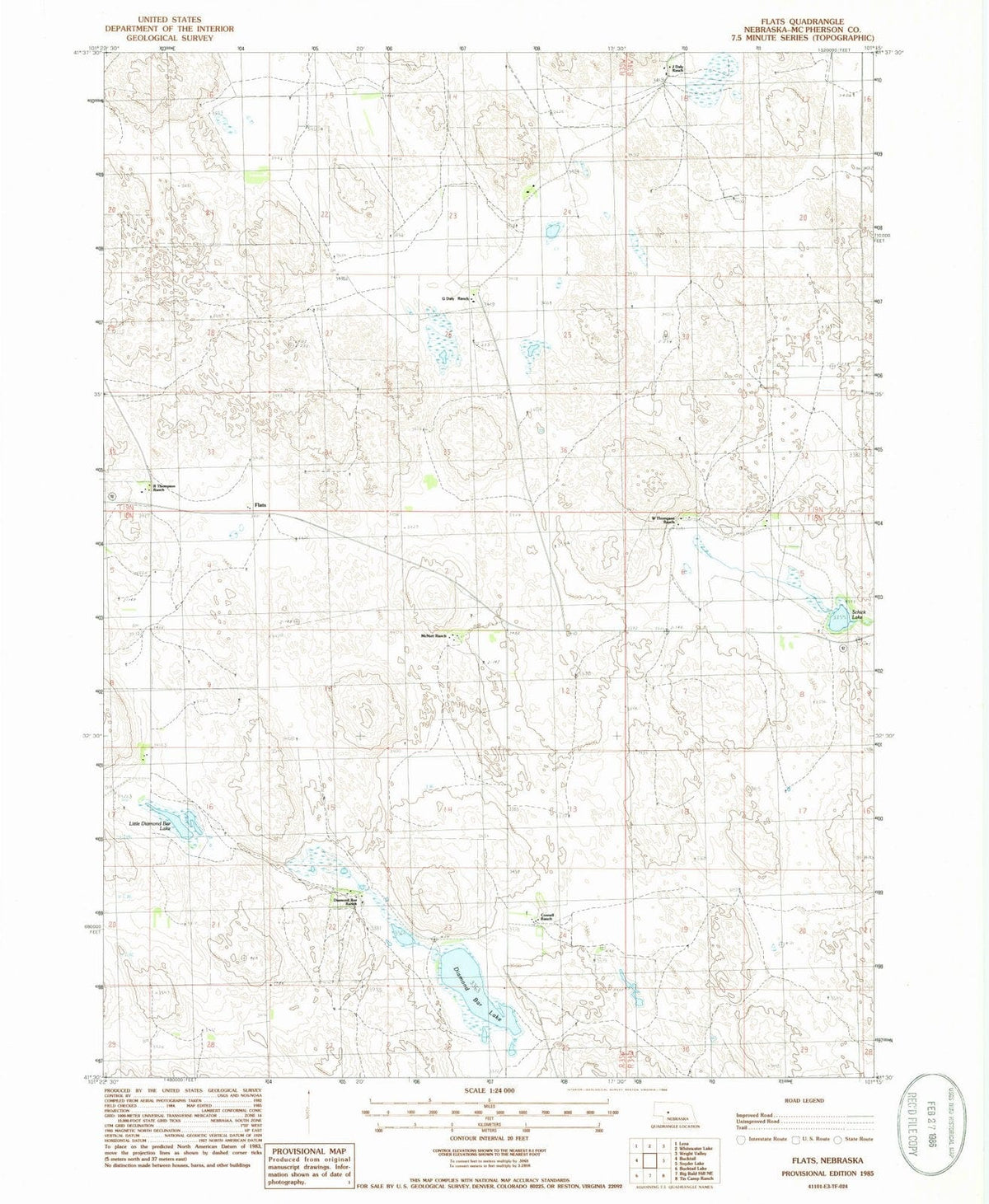 1985 Flats, NE - Nebraska - USGS Topographic Map