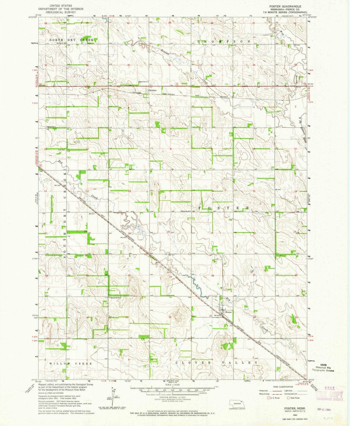 1963 Foster, NE - Nebraska - USGS Topographic Map