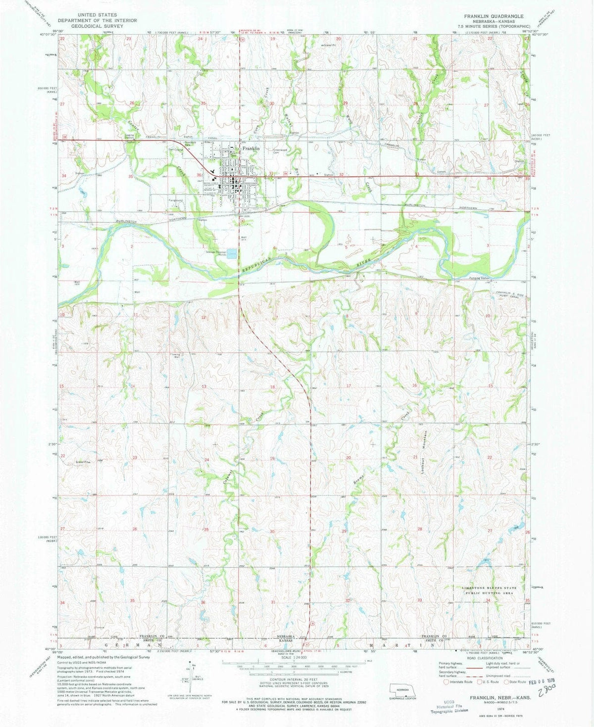 1974 Franklin, NE - Nebraska - USGS Topographic Map