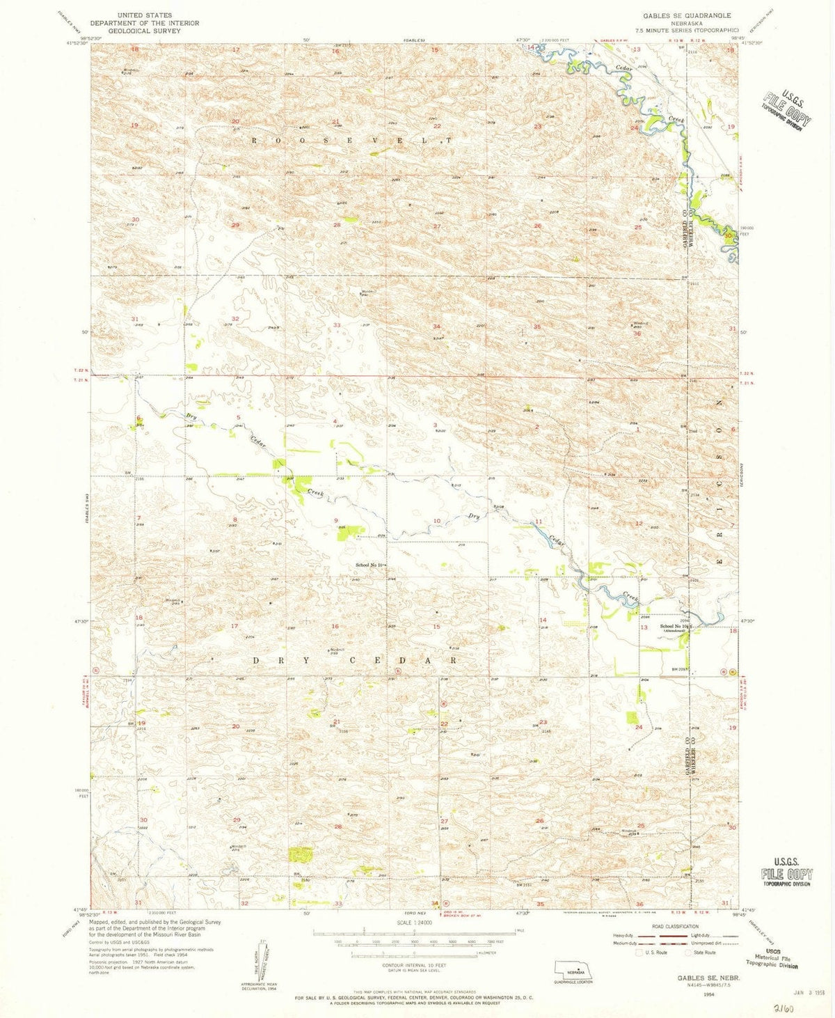 1954 Gables, NE - Nebraska - USGS Topographic Map v2