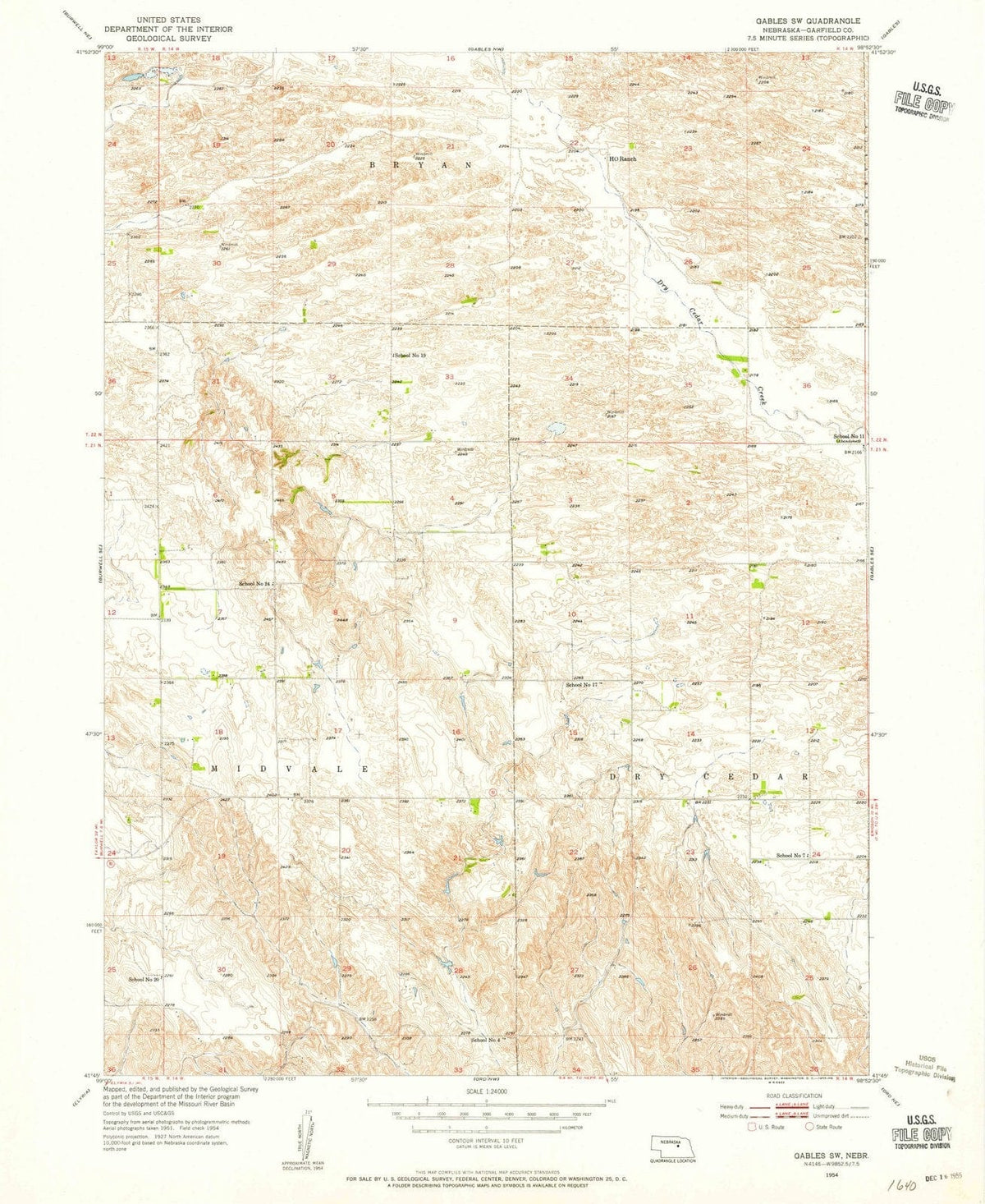 1954 Gables, NE - Nebraska - USGS Topographic Map v3