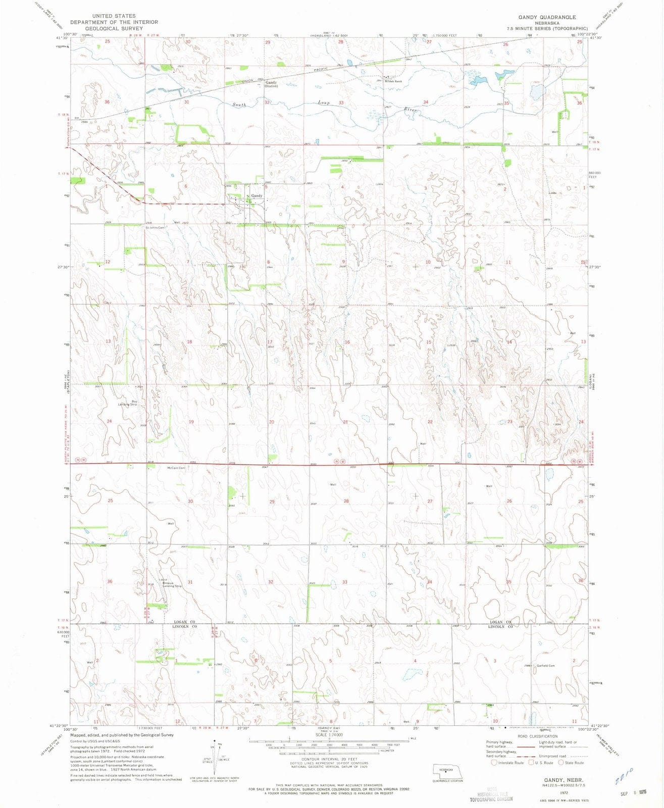 1972 Gandy, NE - Nebraska - USGS Topographic Map v2