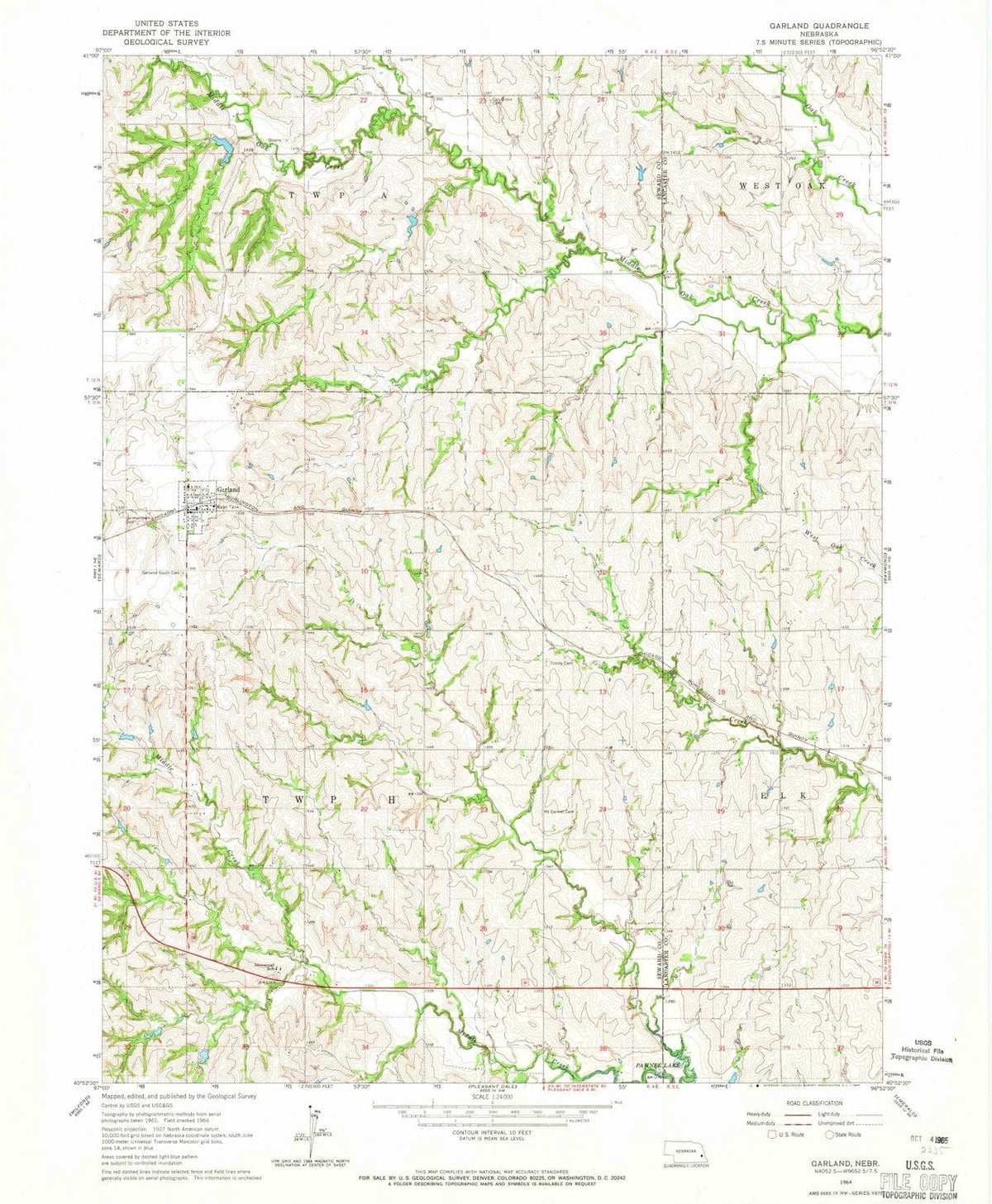 1964 Garland, NE - Nebraska - USGS Topographic Map