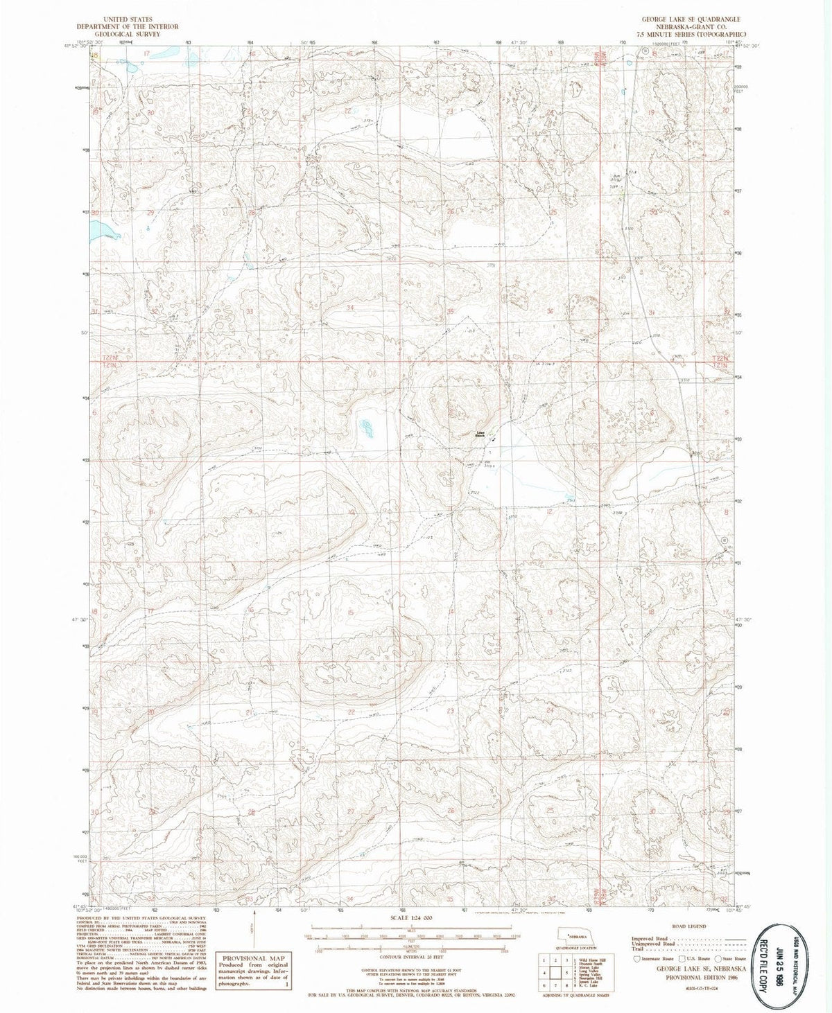 1986 George Lake, NE - Nebraska - USGS Topographic Map