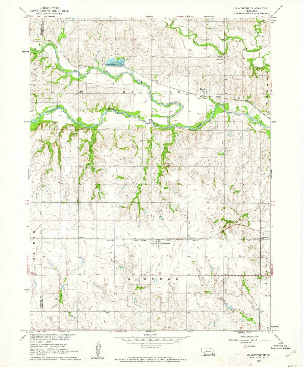1960 Gladstone, NE - Nebraska - USGS Topographic Map