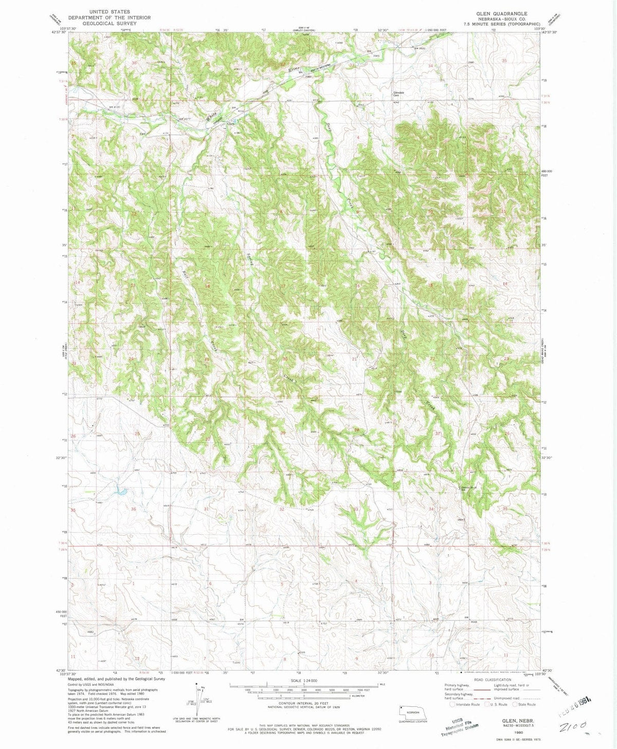 1980 Glen, NE - Nebraska - USGS Topographic Map