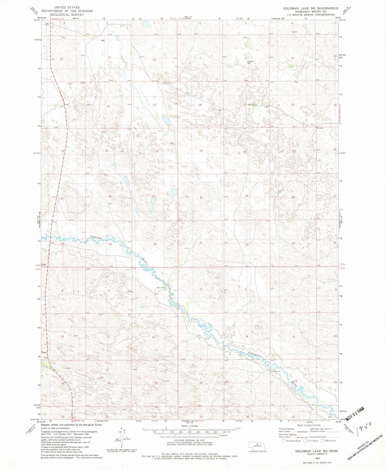 1982 Goldman Lake, NE - Nebraska - USGS Topographic Map