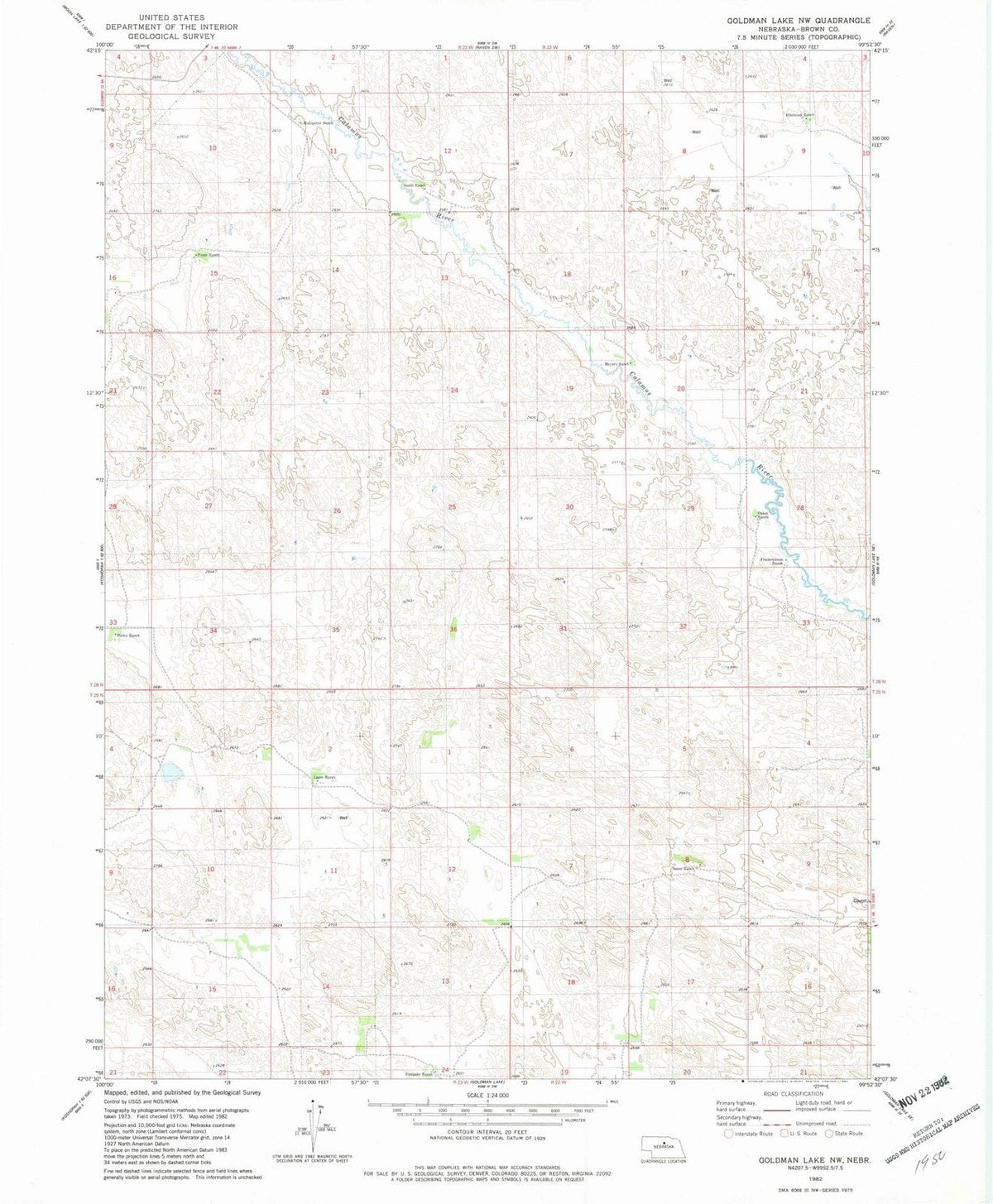 1982 Goldman Lake, NE - Nebraska - USGS Topographic Map v2