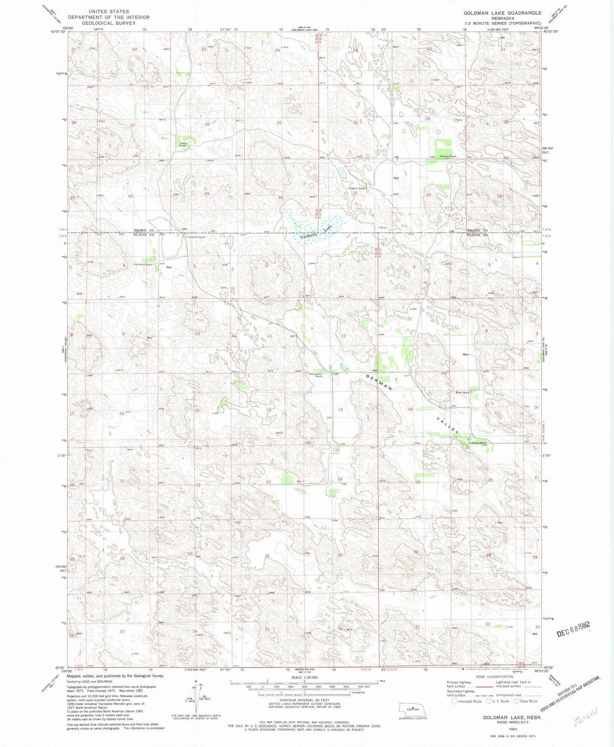 1982 Goldman Lake, NE - Nebraska - USGS Topographic Map v4