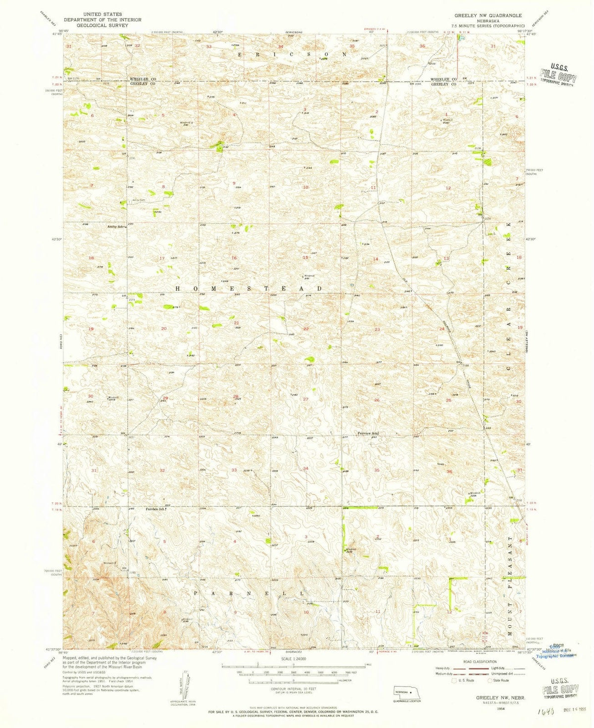 1954 Greeley, NE - Nebraska - USGS Topographic Map v2