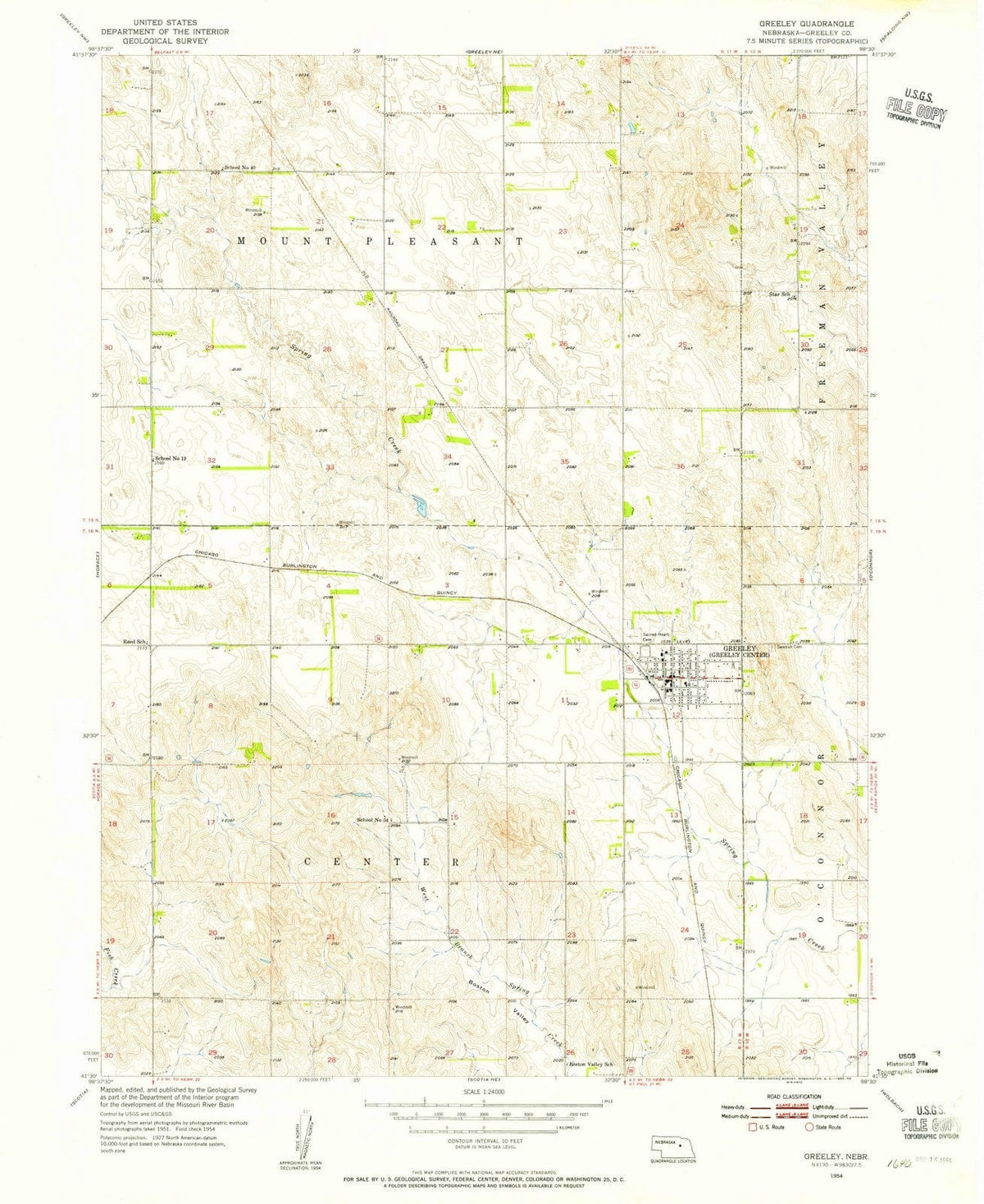 1954 Greeley, NE - Nebraska - USGS Topographic Map v3