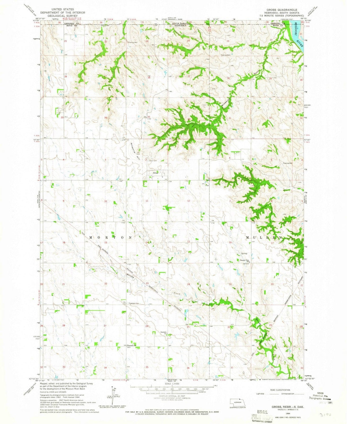 1964 Gross, NE - Nebraska - USGS Topographic Map