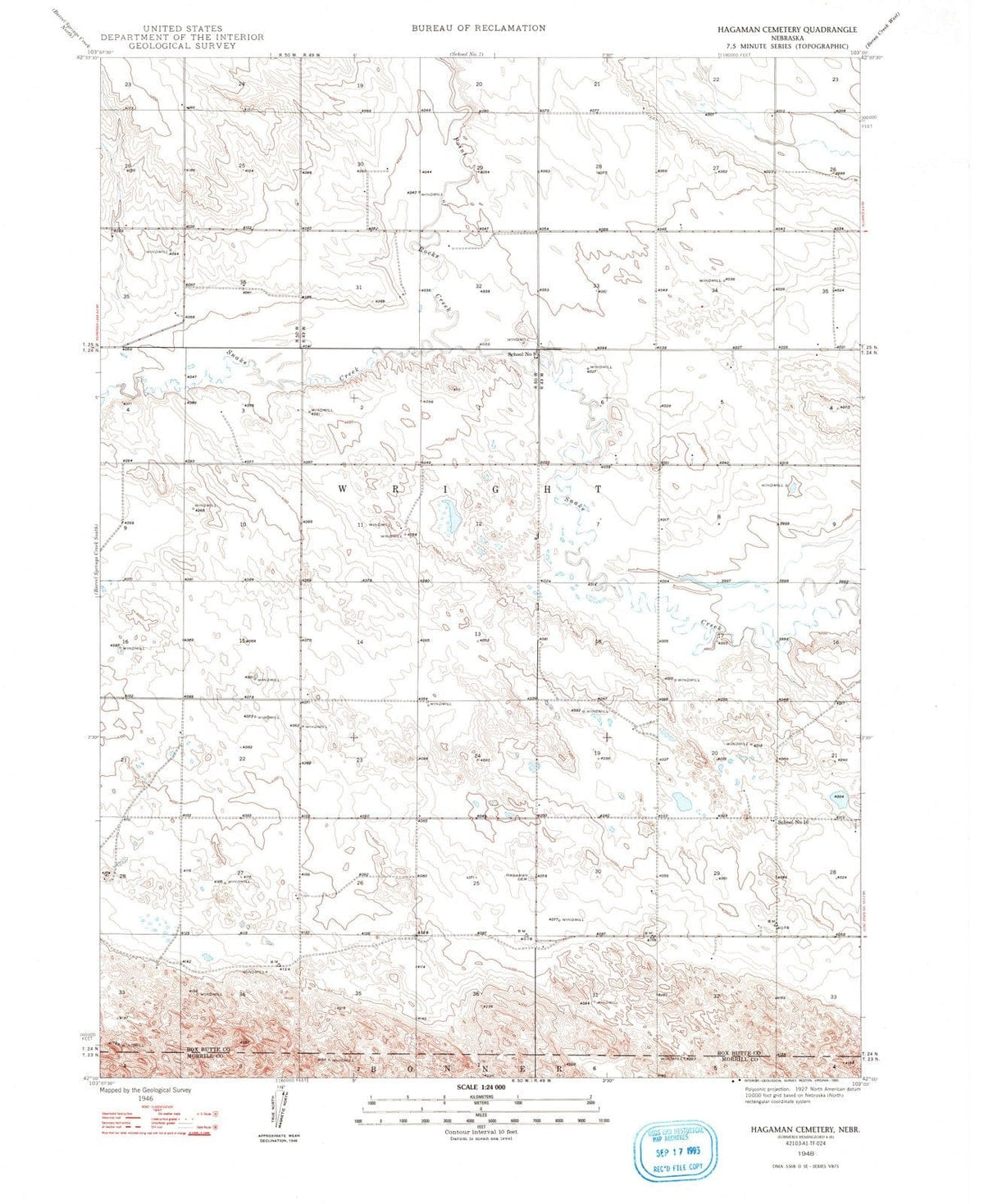 1948 Hagaman Cemetery, NE - Nebraska - USGS Topographic Map