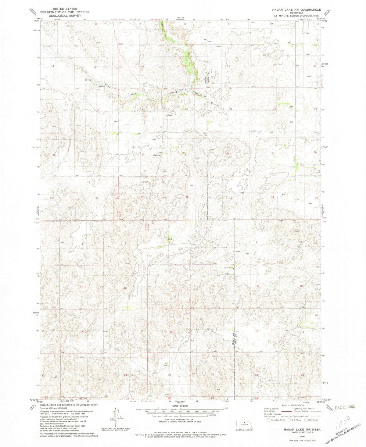 1982 Hagan Lake, NE - Nebraska - USGS Topographic Map v2