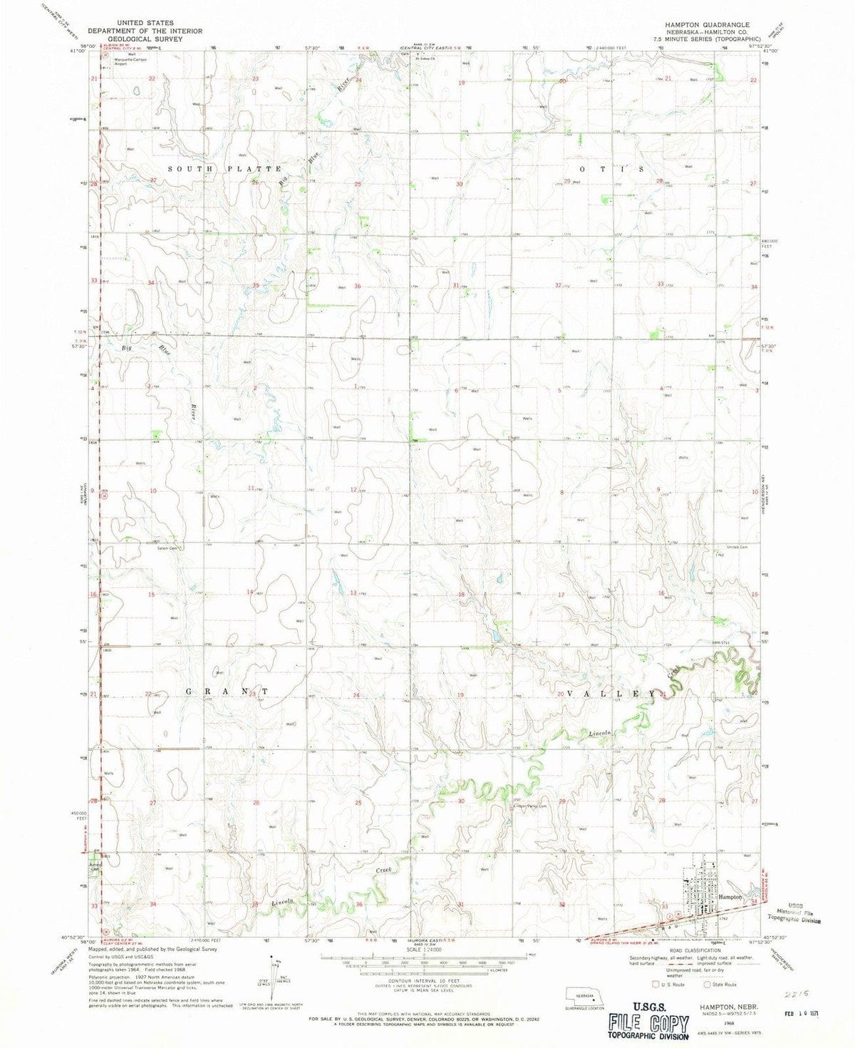 1968 Hampton, NE - Nebraska - USGS Topographic Map