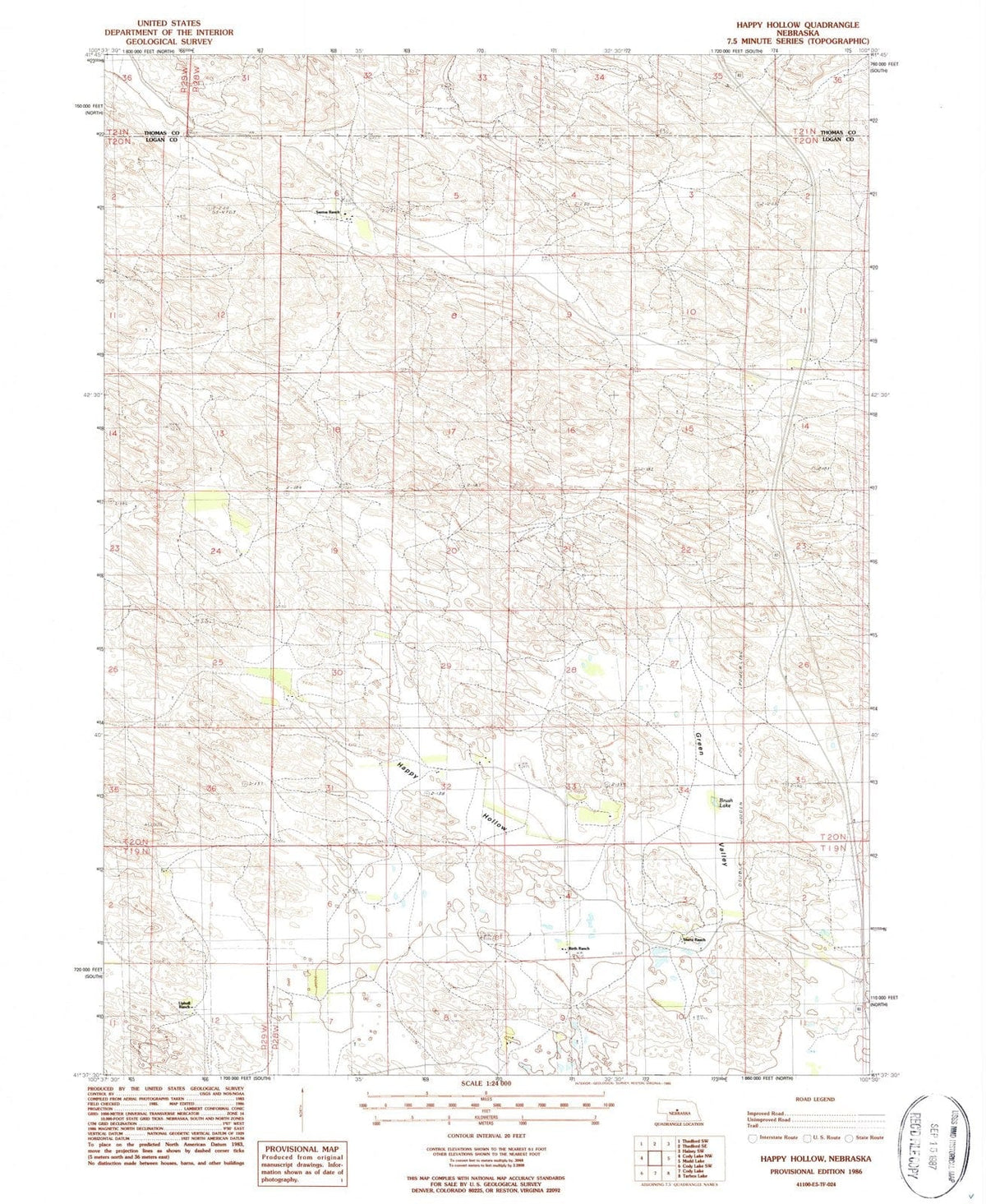 1986 Happy Hollow, NE - Nebraska - USGS Topographic Map
