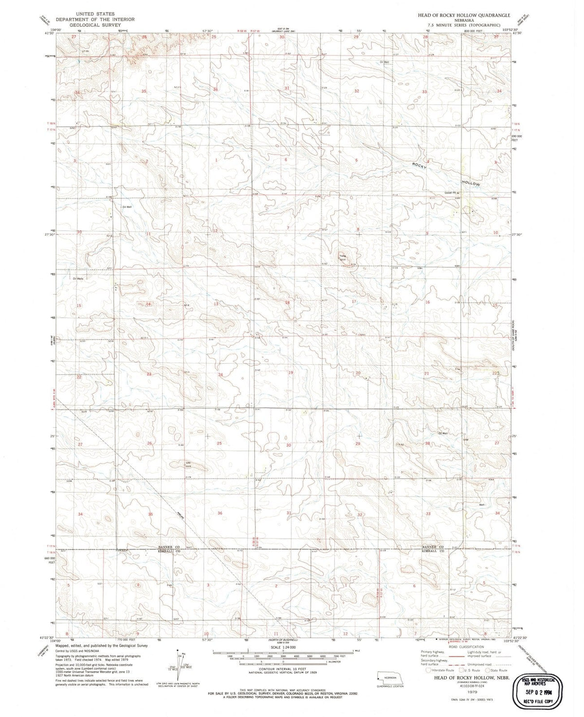 1979 Head of Rocky Hollow, NE - Nebraska - USGS Topographic Map