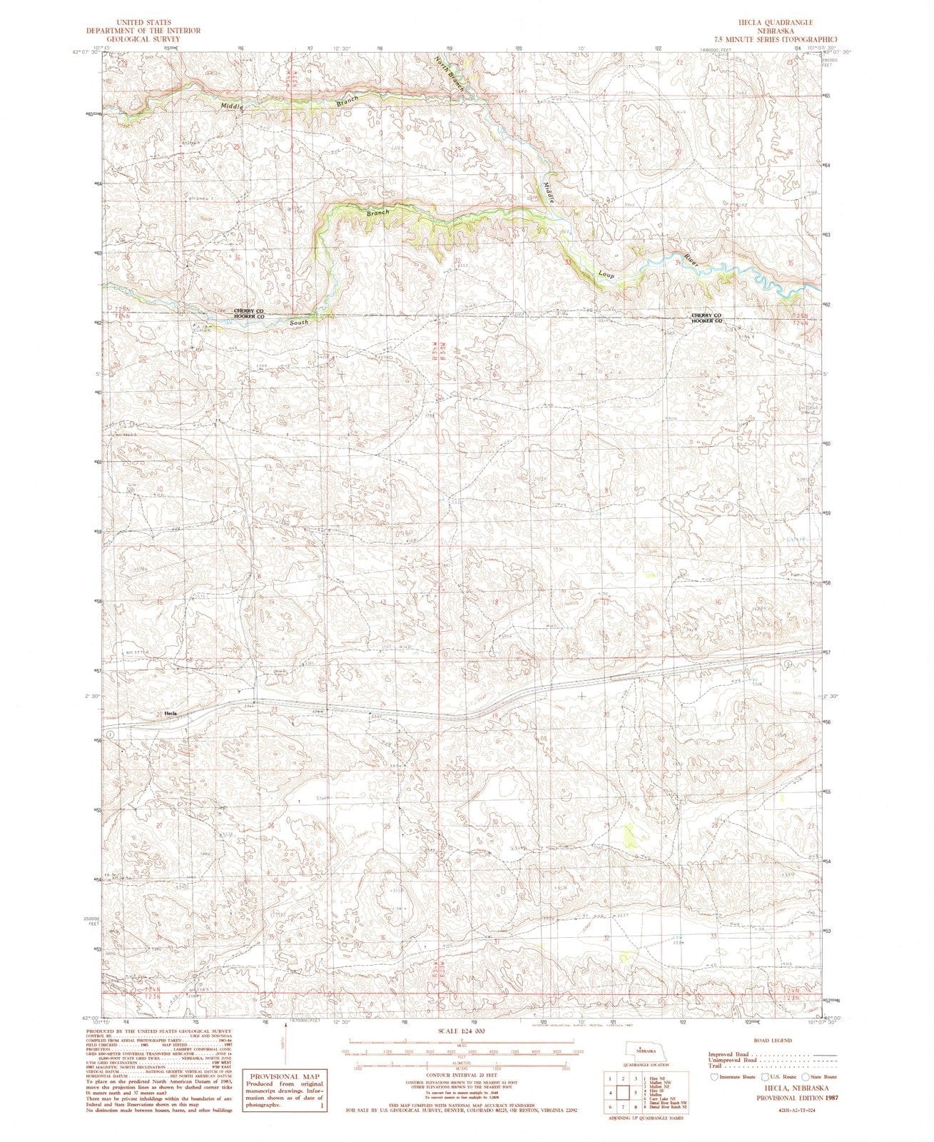 1987 Hecla, NE - Nebraska - USGS Topographic Map