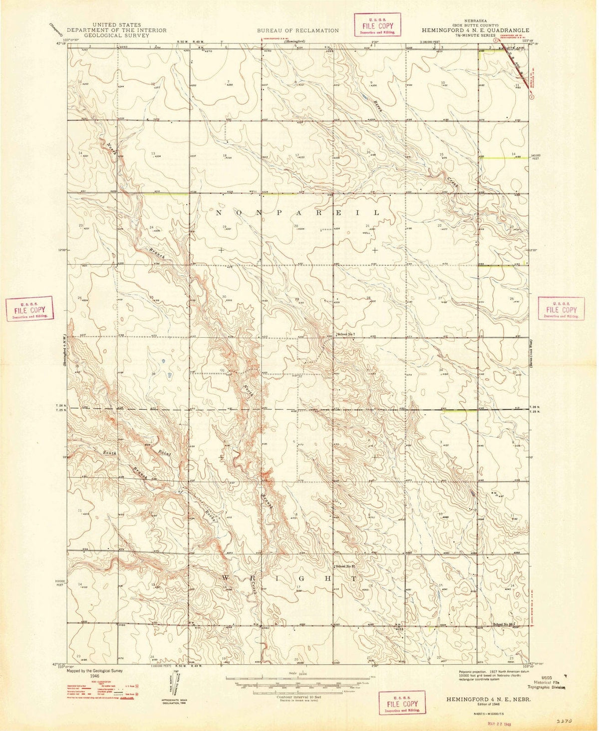 1948 Hemingford 4, NE - Nebraska - USGS Topographic Map