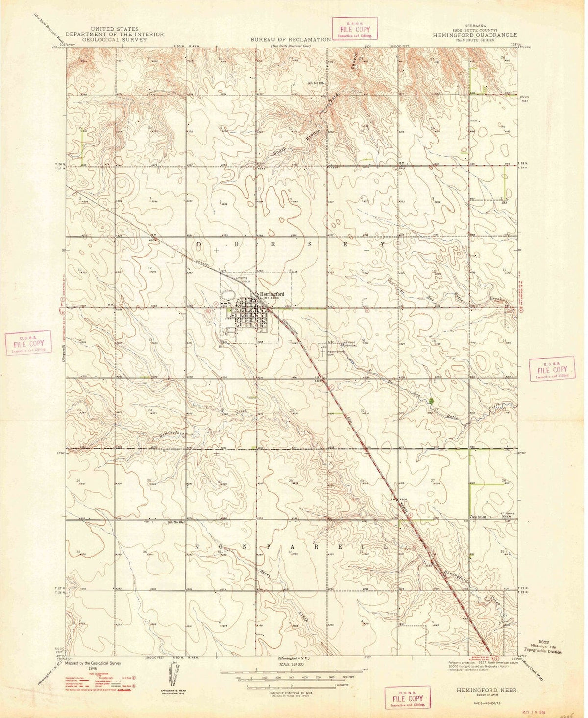1948 Hemingford, NE - Nebraska - USGS Topographic Map