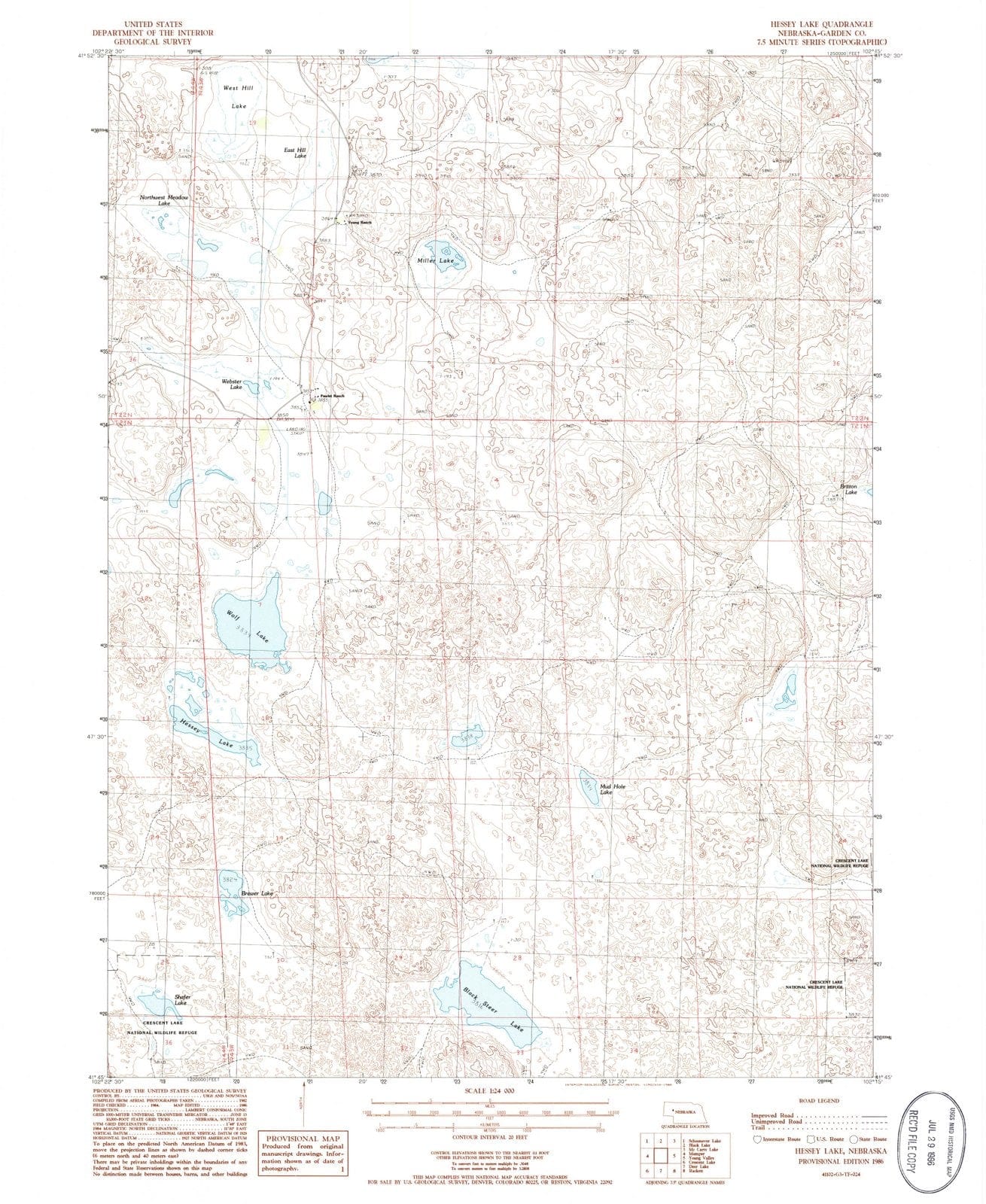 1986 Hessey Lake, NE - Nebraska - USGS Topographic Map