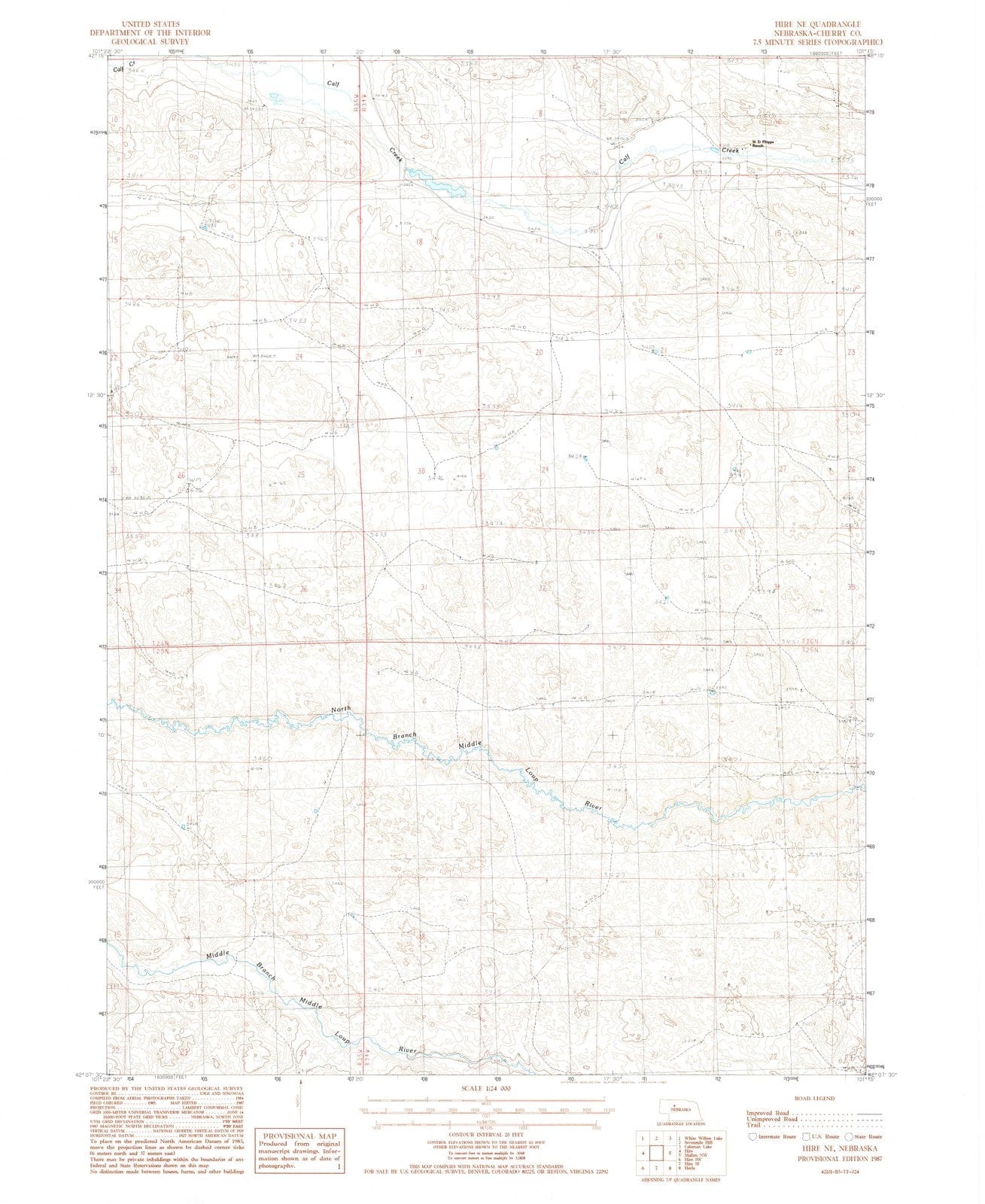 1987 Hire, NE - Nebraska - USGS Topographic Map