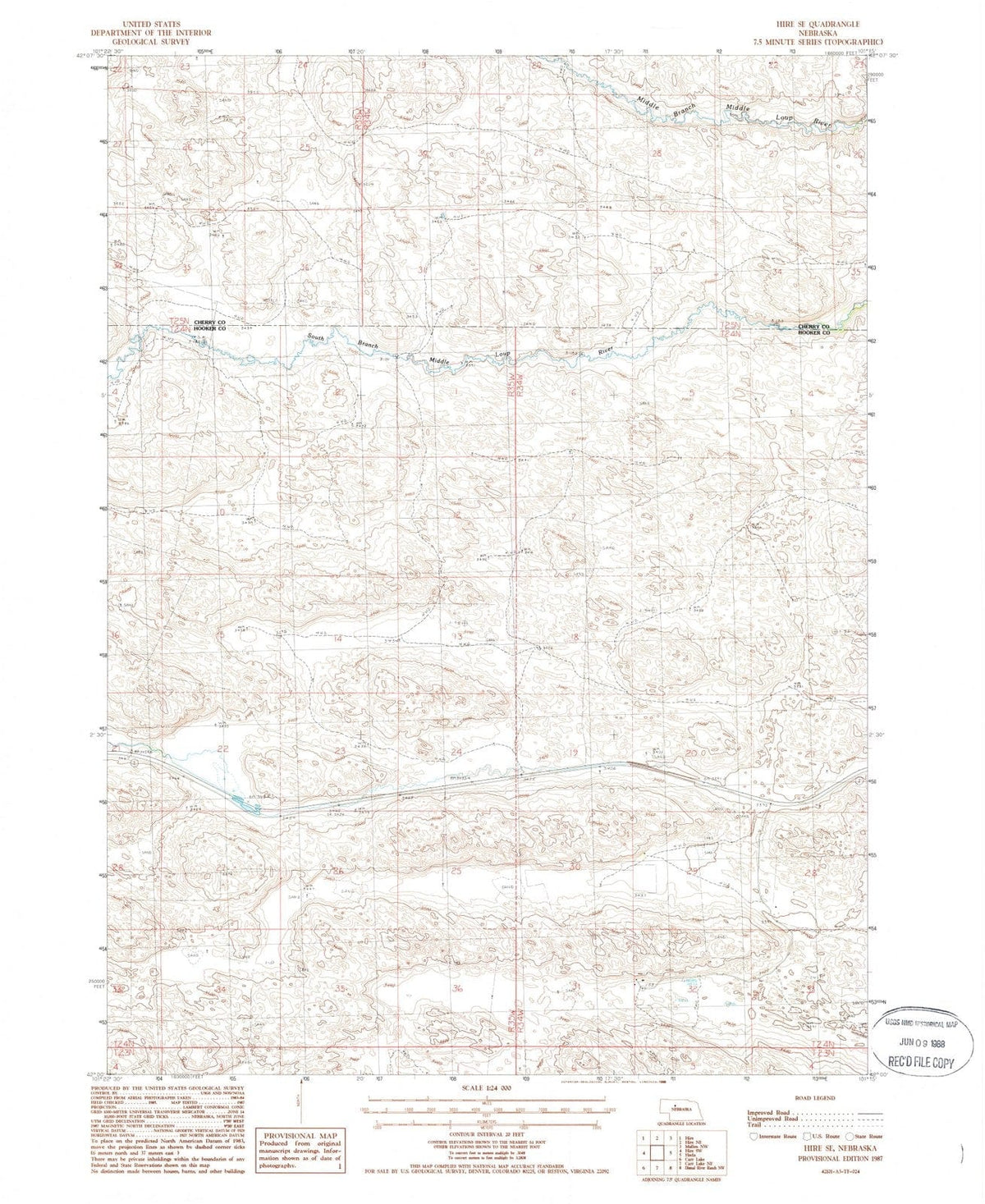 1987 Hire, NE - Nebraska - USGS Topographic Map v2