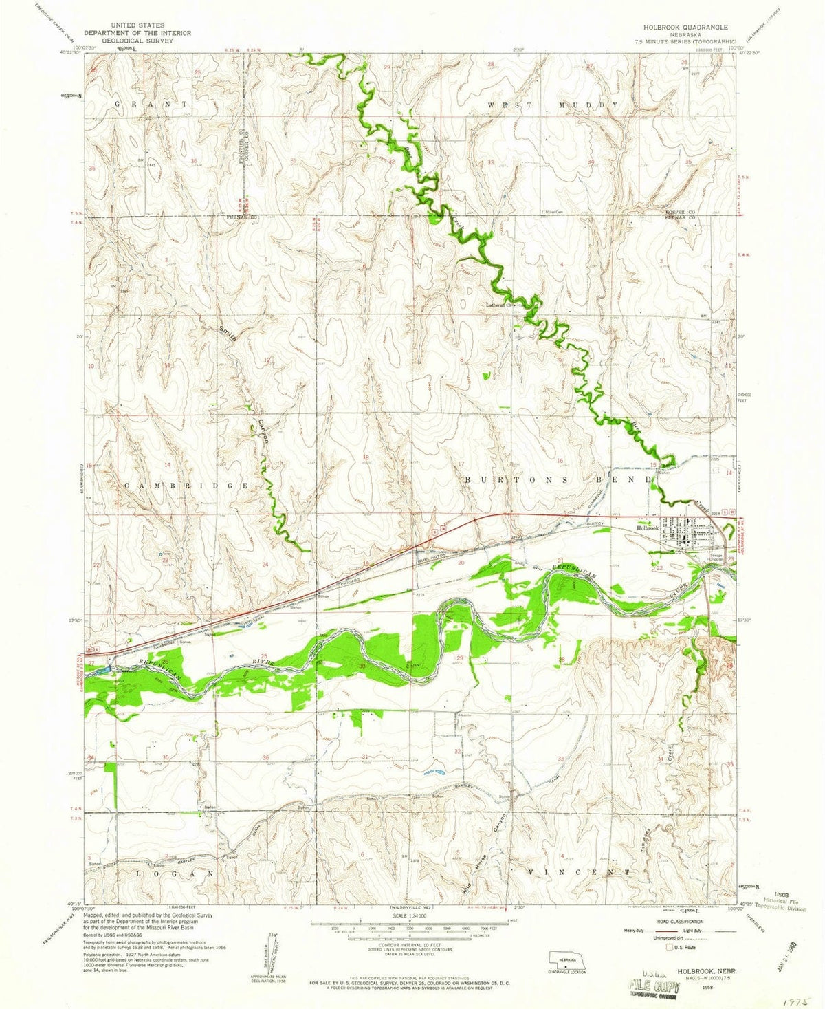 1958 Holbrook, NE - Nebraska - USGS Topographic Map