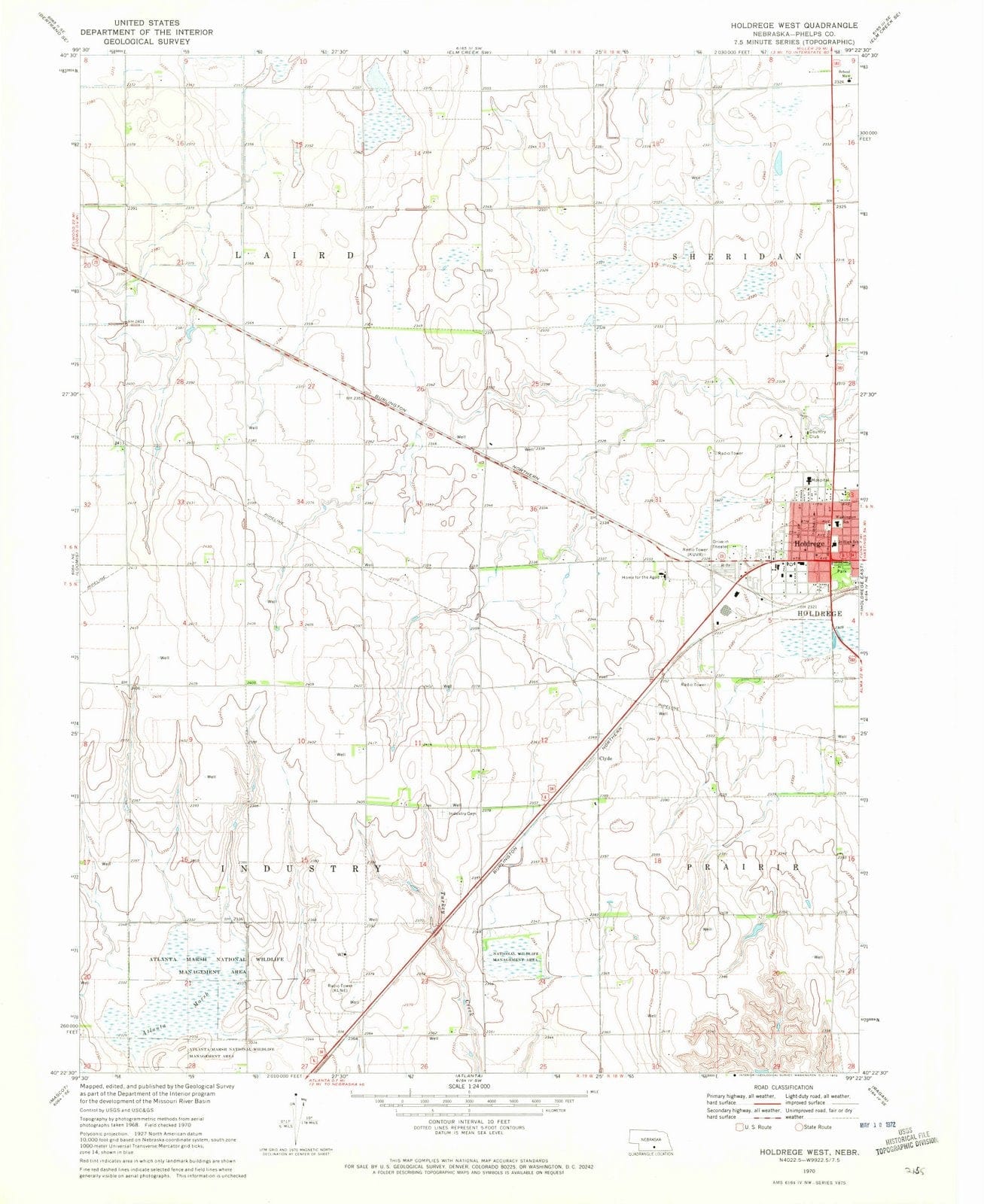 1970 Holdrege West, NE - Nebraska - USGS Topographic Map