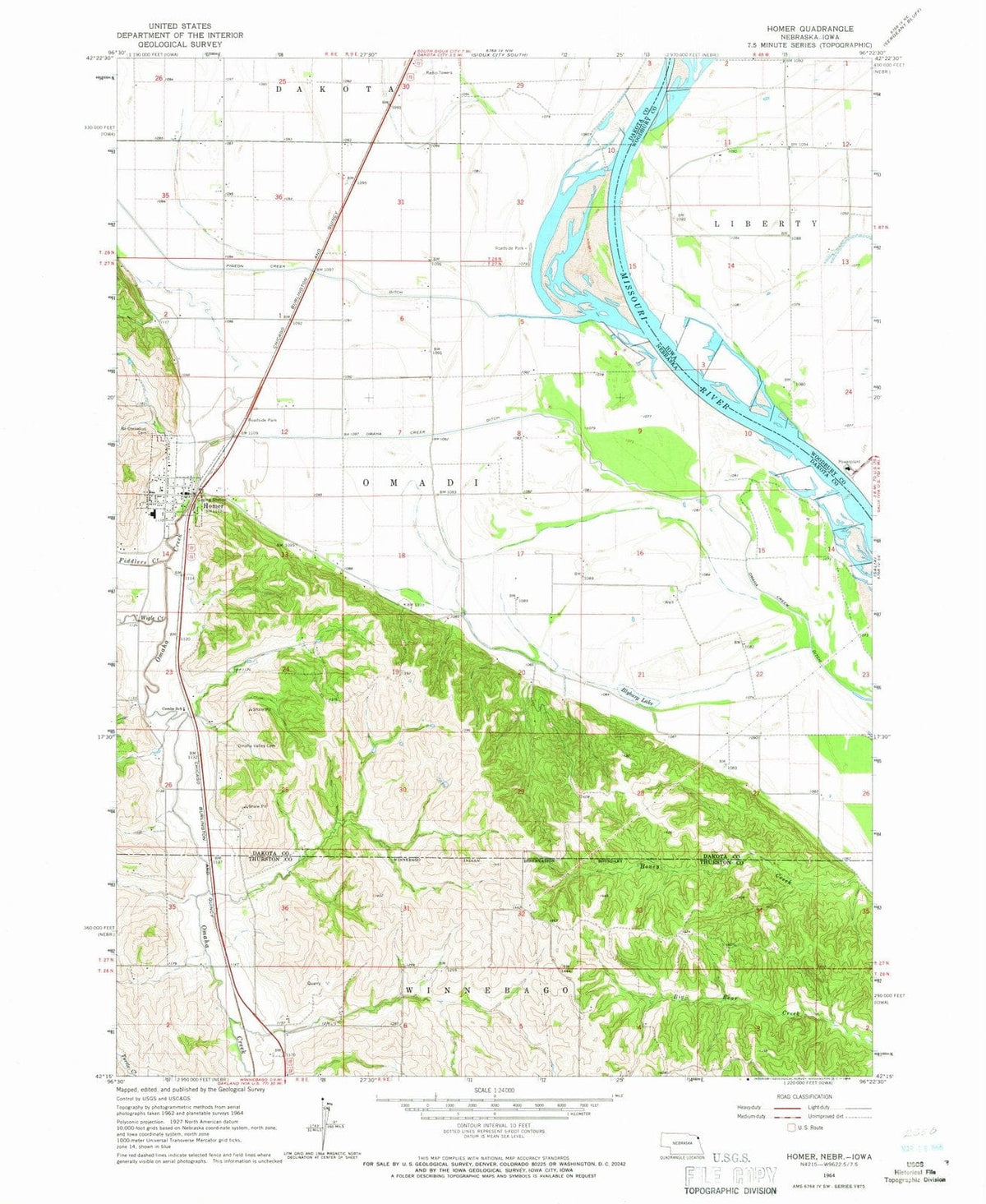 1964 Homer, NE - Nebraska - USGS Topographic Map