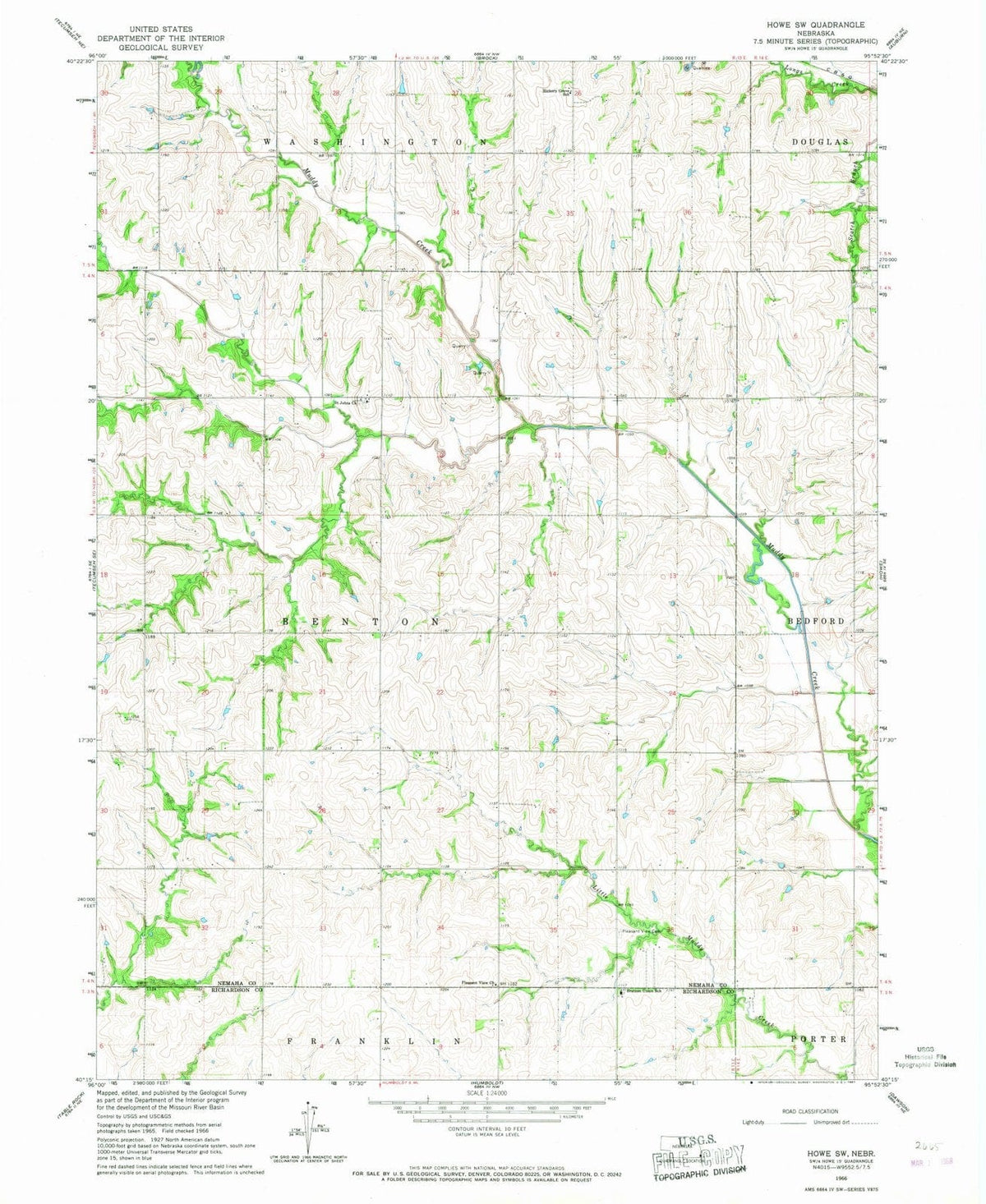 1966 Howe, NE - Nebraska - USGS Topographic Map