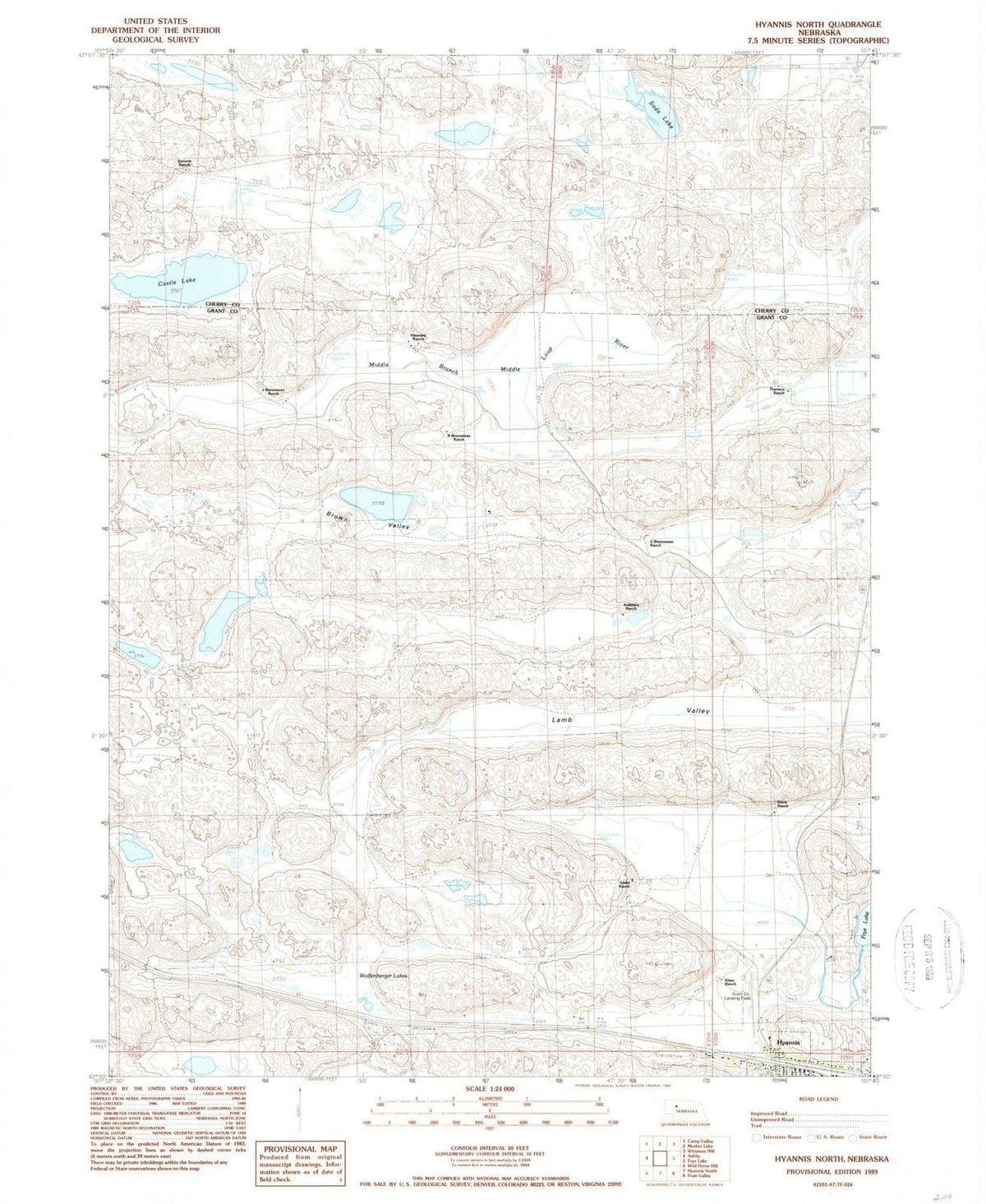 1989 Hyannis North, NE - Nebraska - USGS Topographic Map