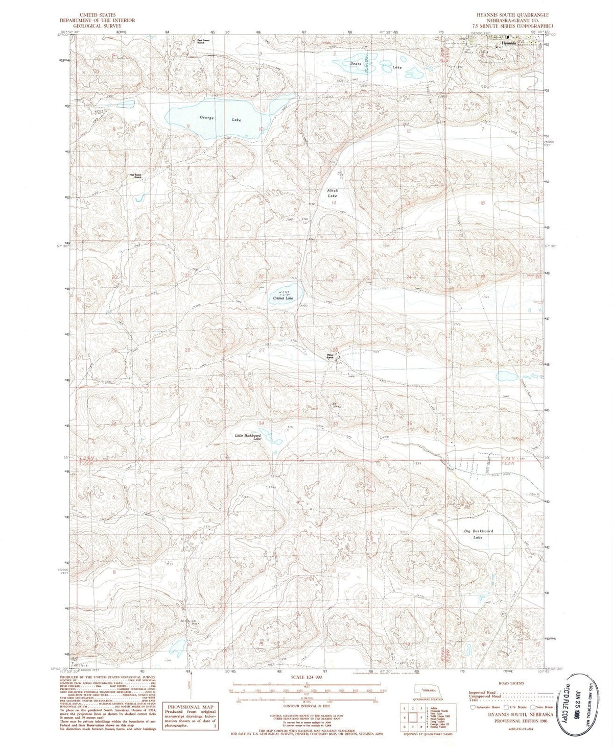 1986 Hyannis South, NE - Nebraska - USGS Topographic Map
