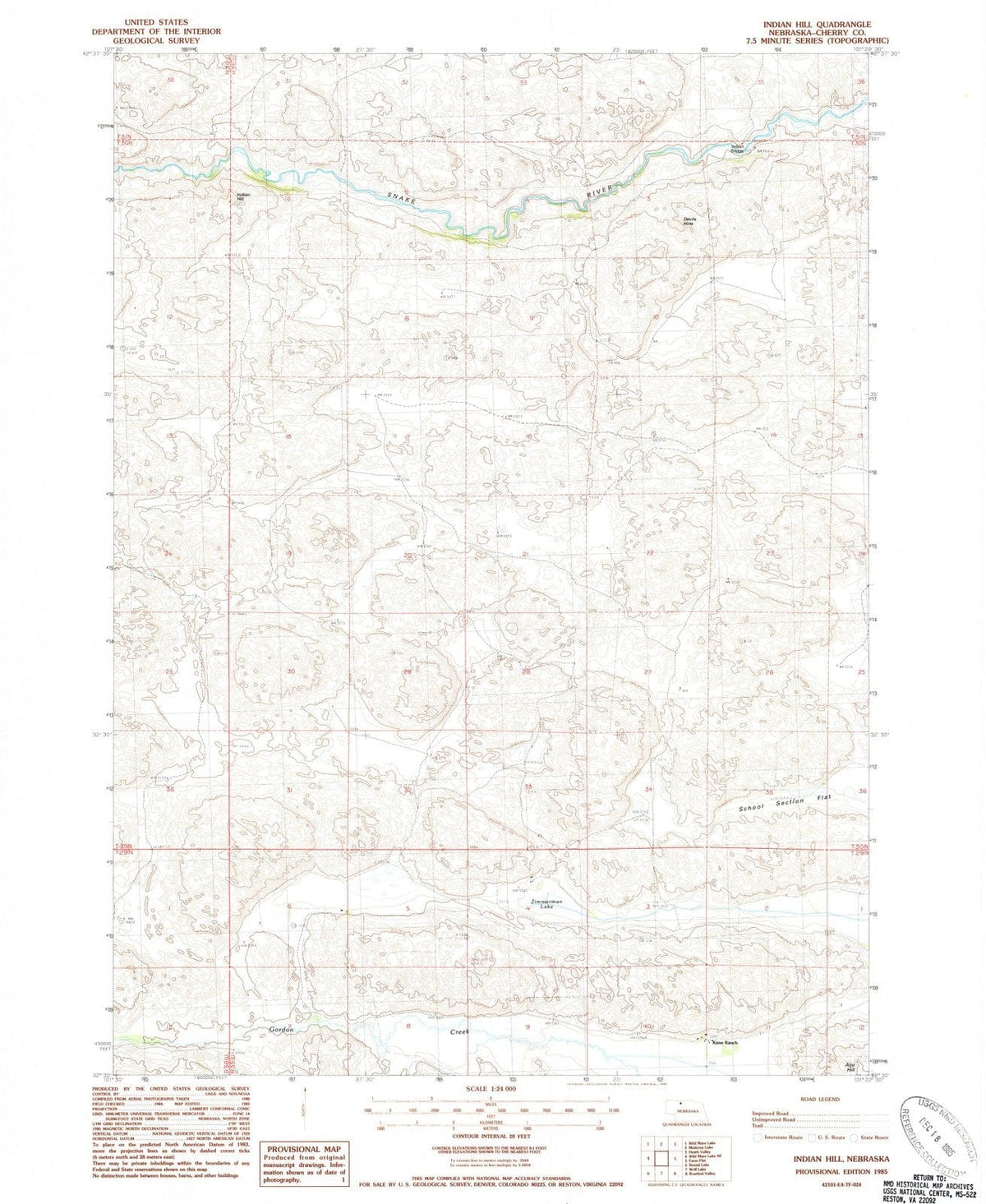 1985 Indian Hill, NE - Nebraska - USGS Topographic Map