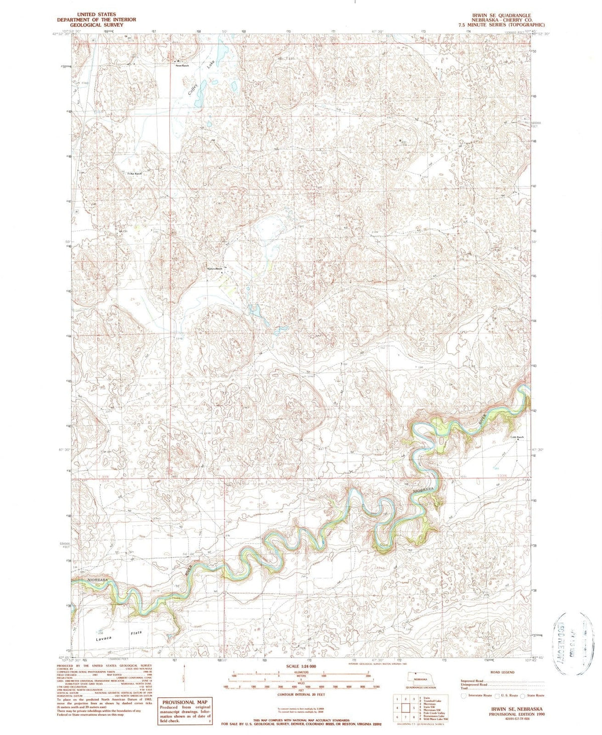 1990 Irwin, NE - Nebraska - USGS Topographic Map