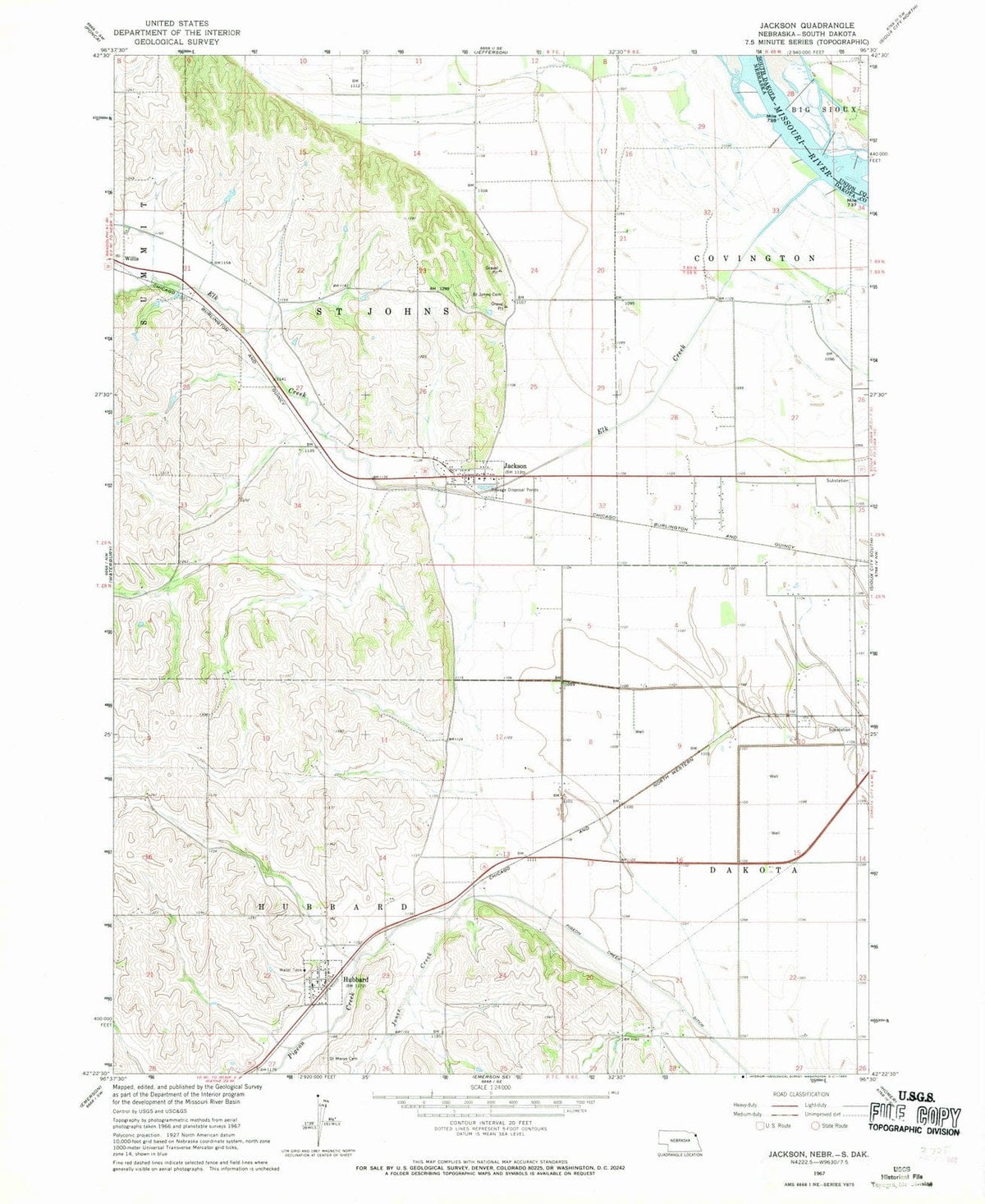 1967 Jackson, NE - Nebraska - USGS Topographic Map