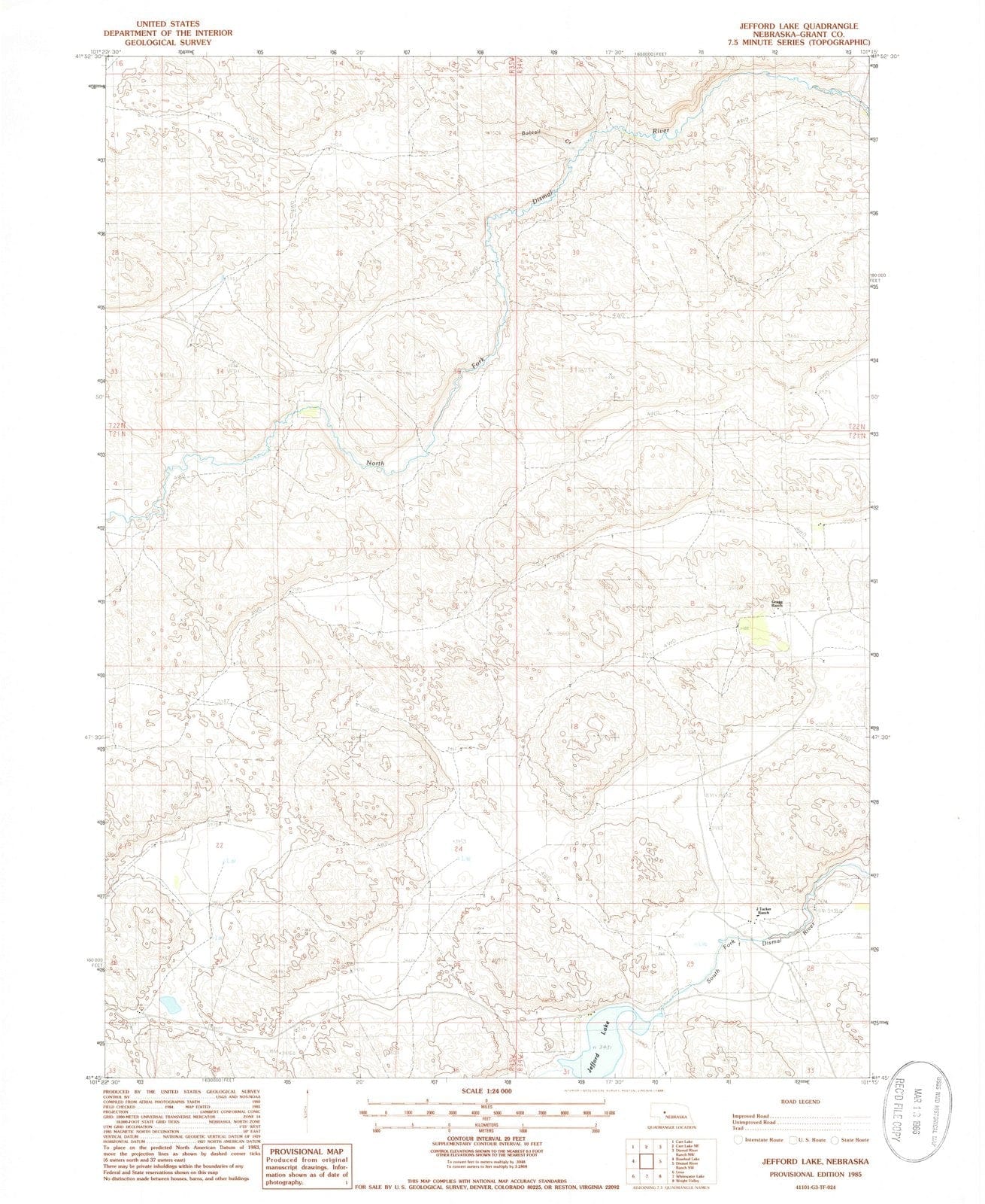 1985 Jefford Lake, NE - Nebraska - USGS Topographic Map