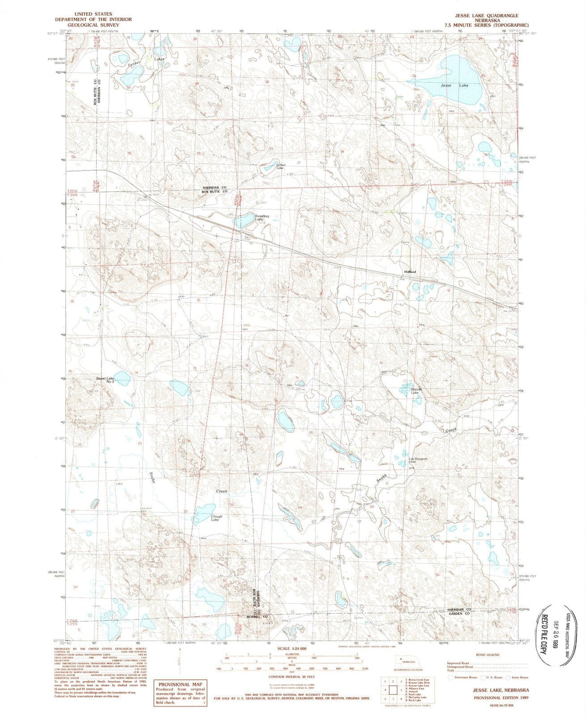 1989 Jesse Lke, NE - Nebraska - USGS Topographic Map