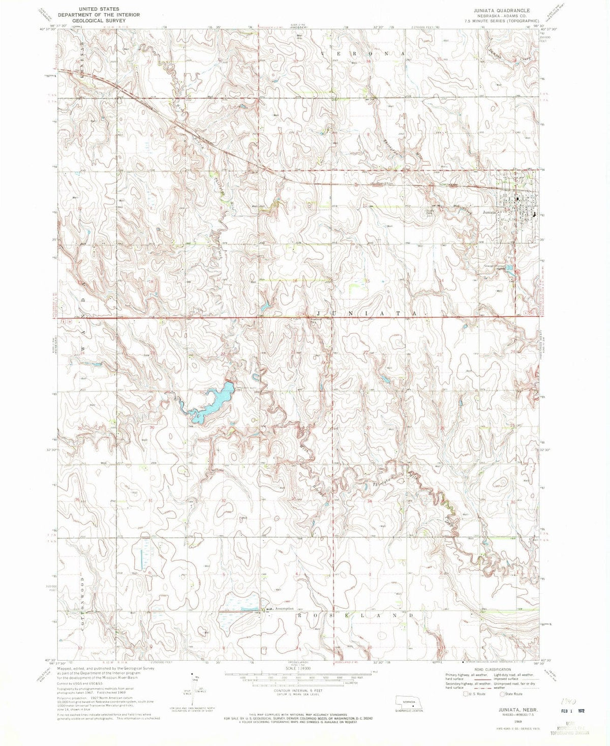 1969 Juniata, NE - Nebraska - USGS Topographic Map