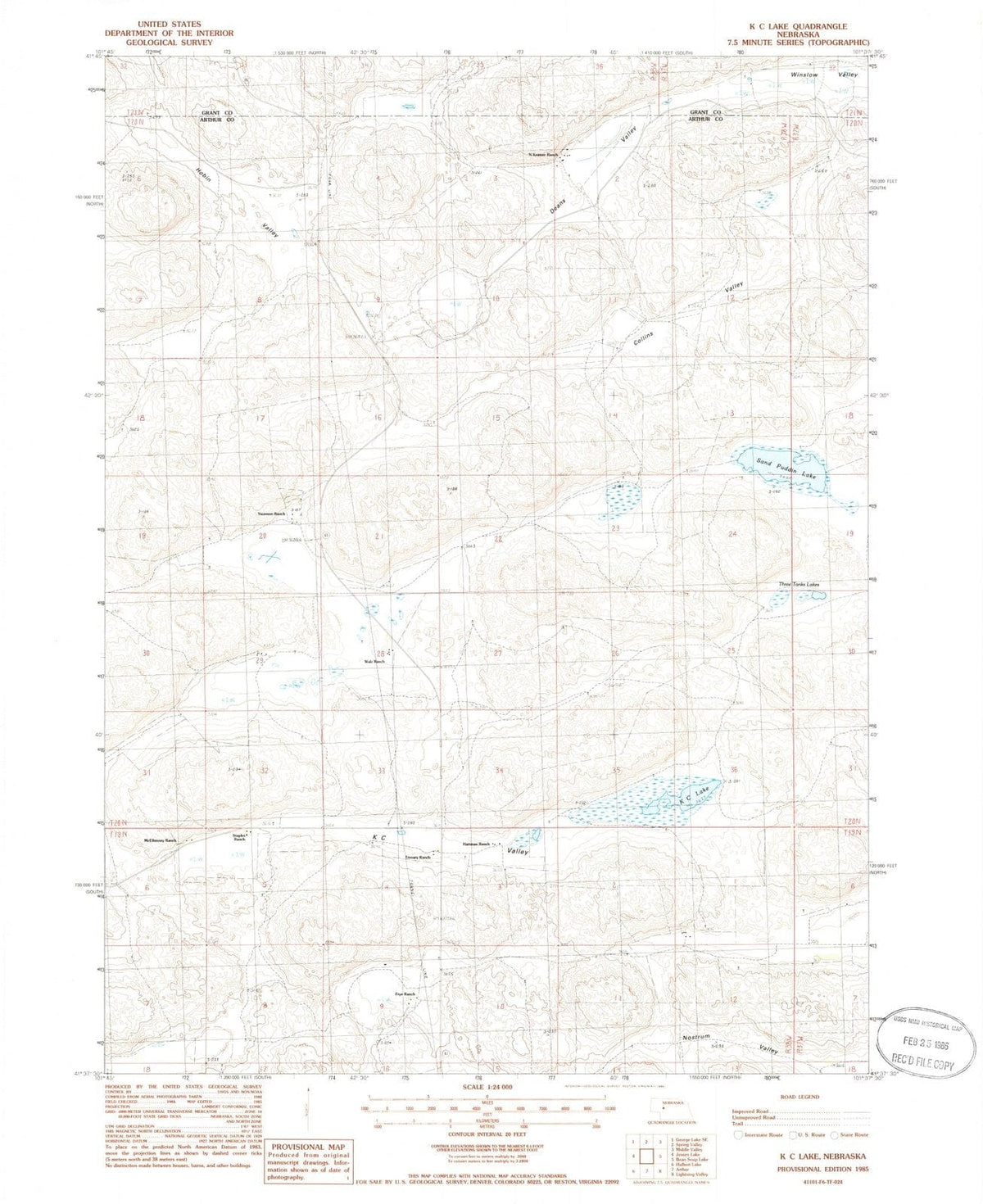 1985 K C Lake, NE - Nebraska - USGS Topographic Map