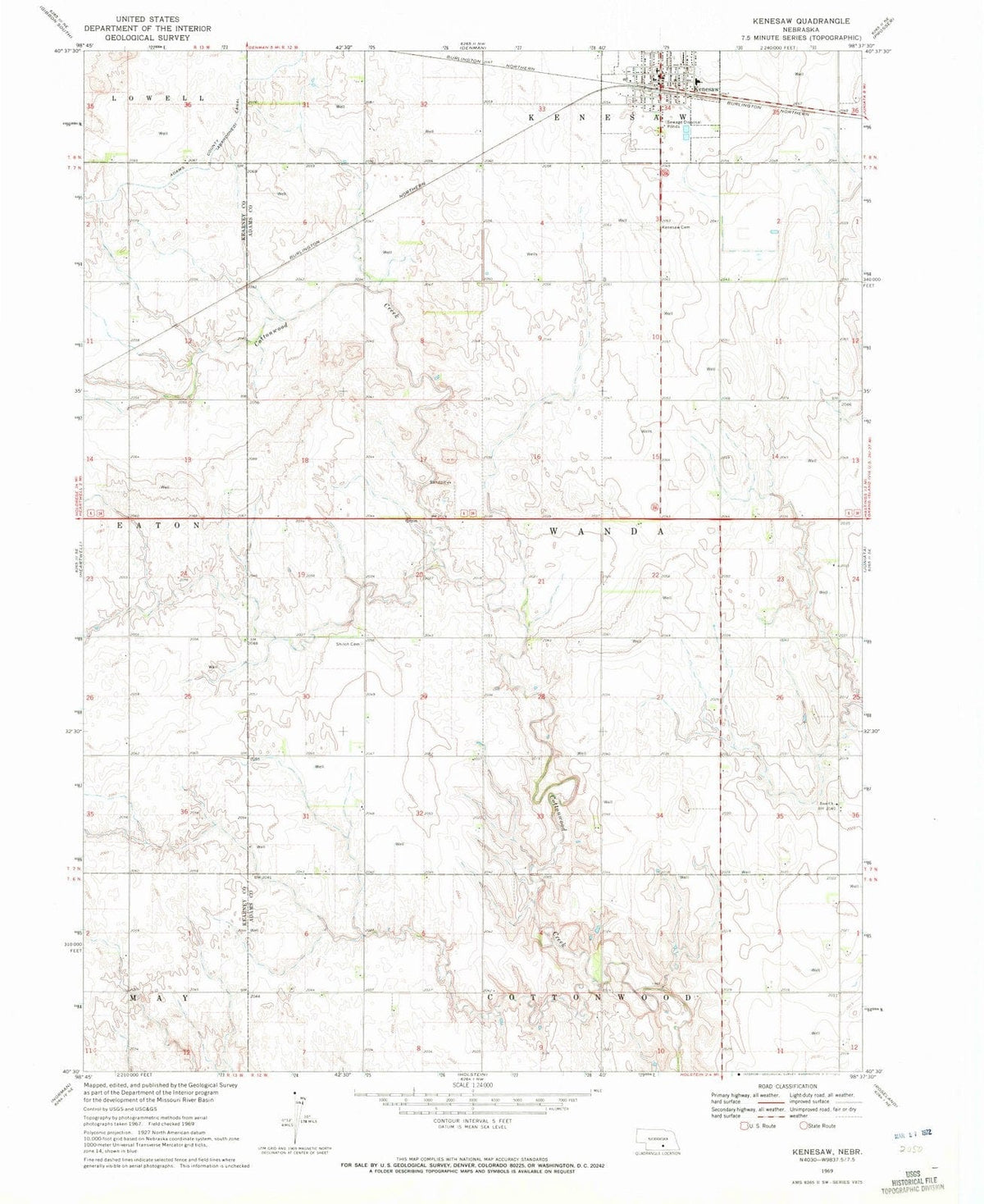 1969 Kenesaw, NE - Nebraska - USGS Topographic Map