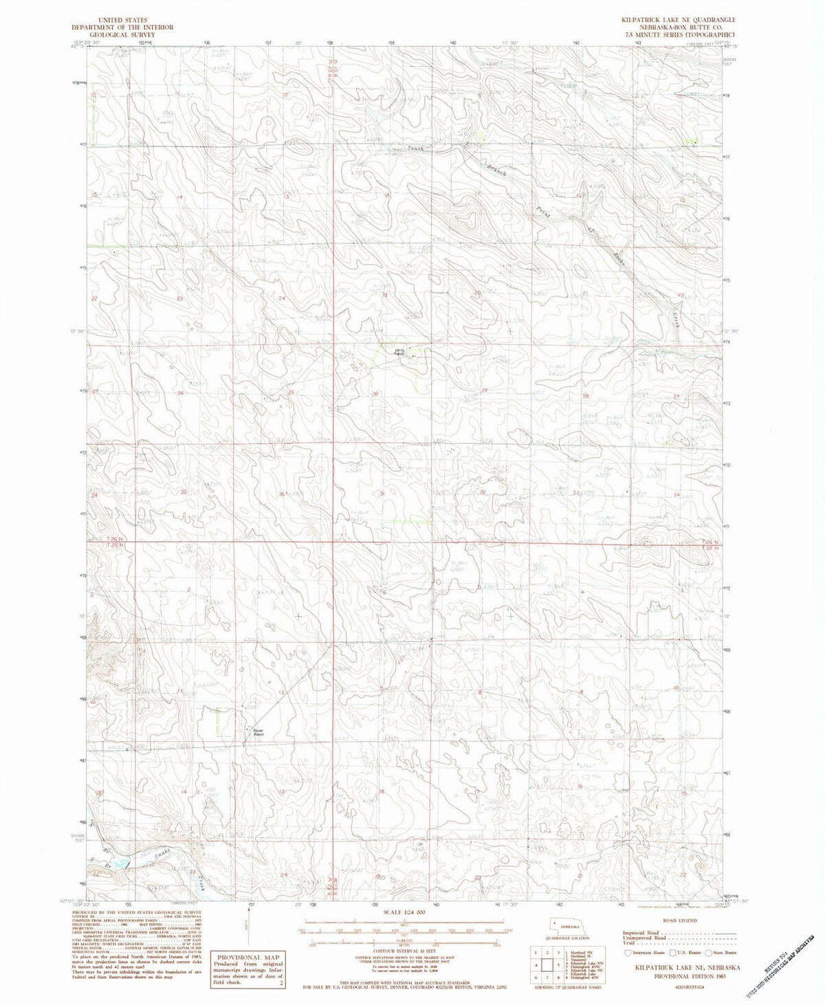 1983 Kilpatrick Lake, NE - Nebraska - USGS Topographic Map